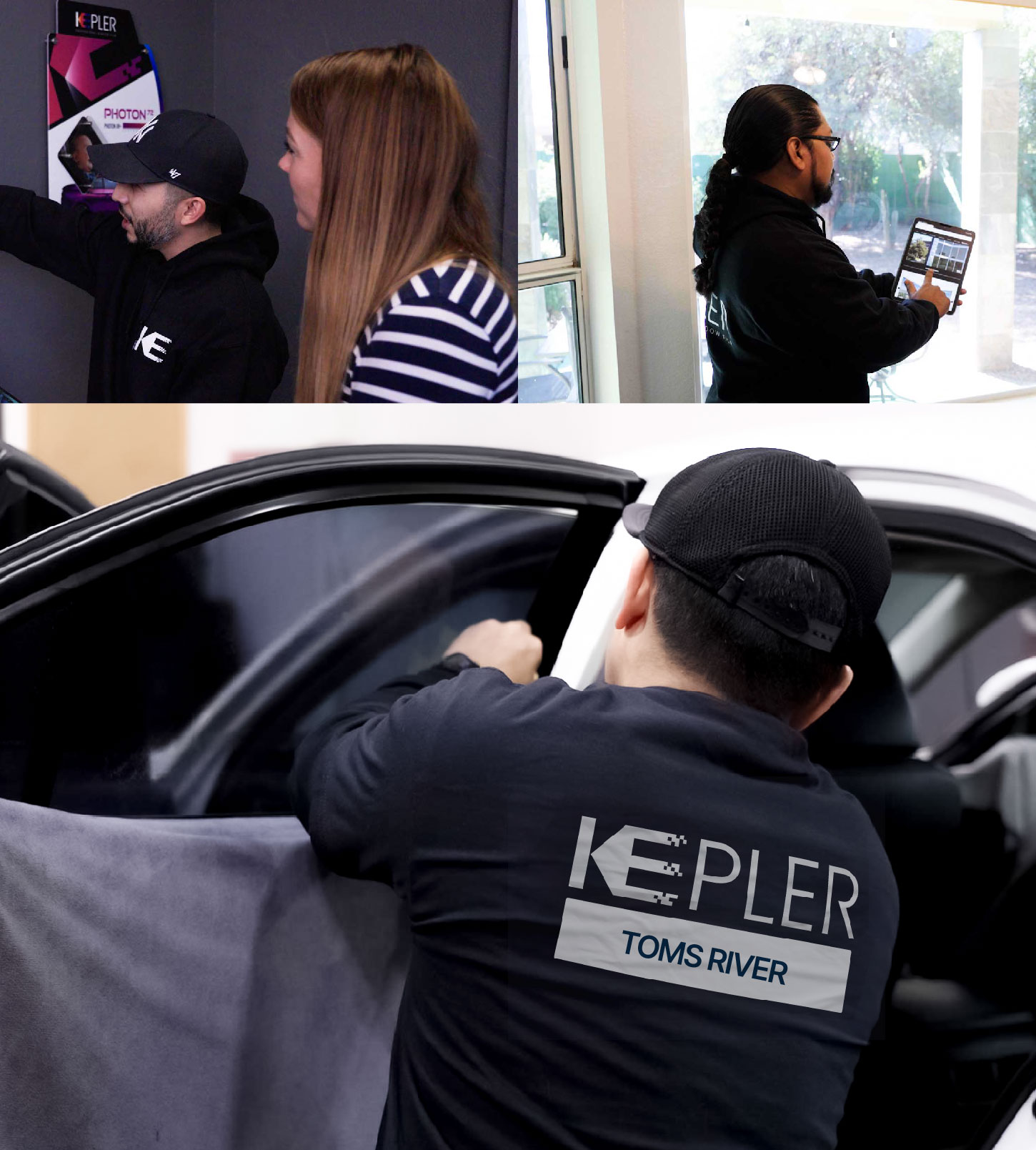 Automotive Window Tinting Expert Applying Film in Toms River, New Jersey