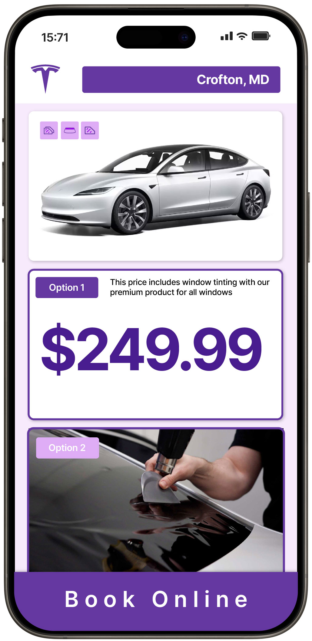 View Affordable Tesla Window Tinting Prices in Crofton, Maryland