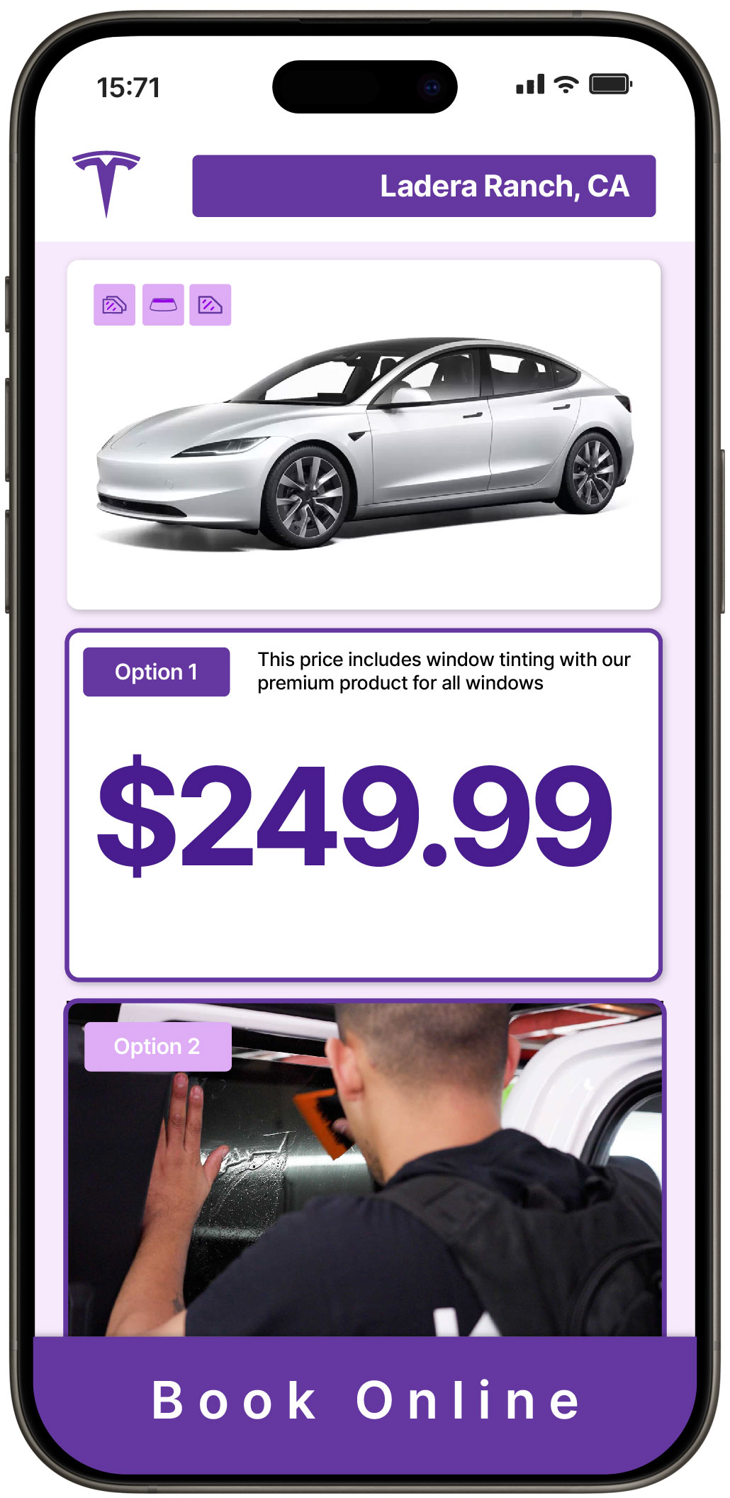 View Affordable Tesla Window Tinting Prices in Ladera Ranch, California