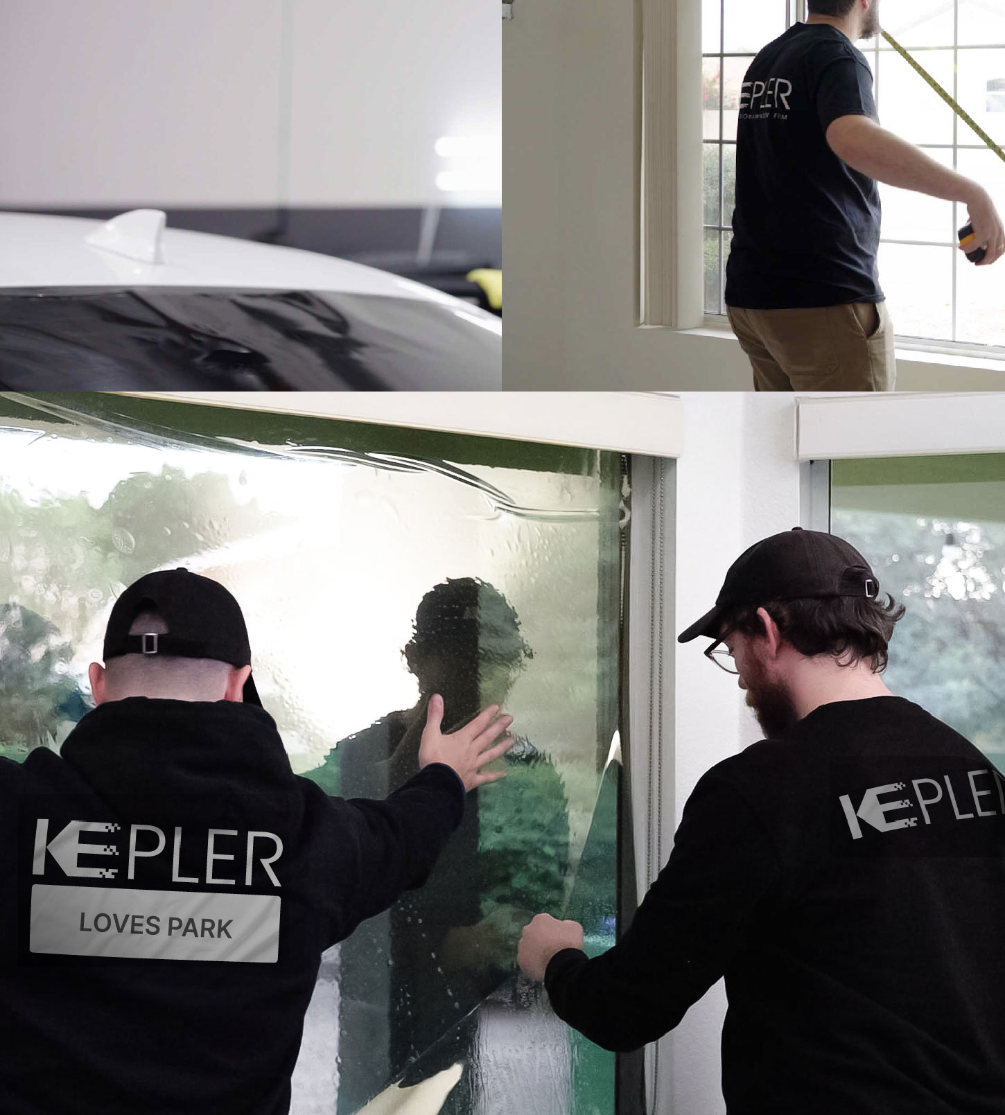 Kepler Technician Applying High-tech Window Tint to Home in Loves Park