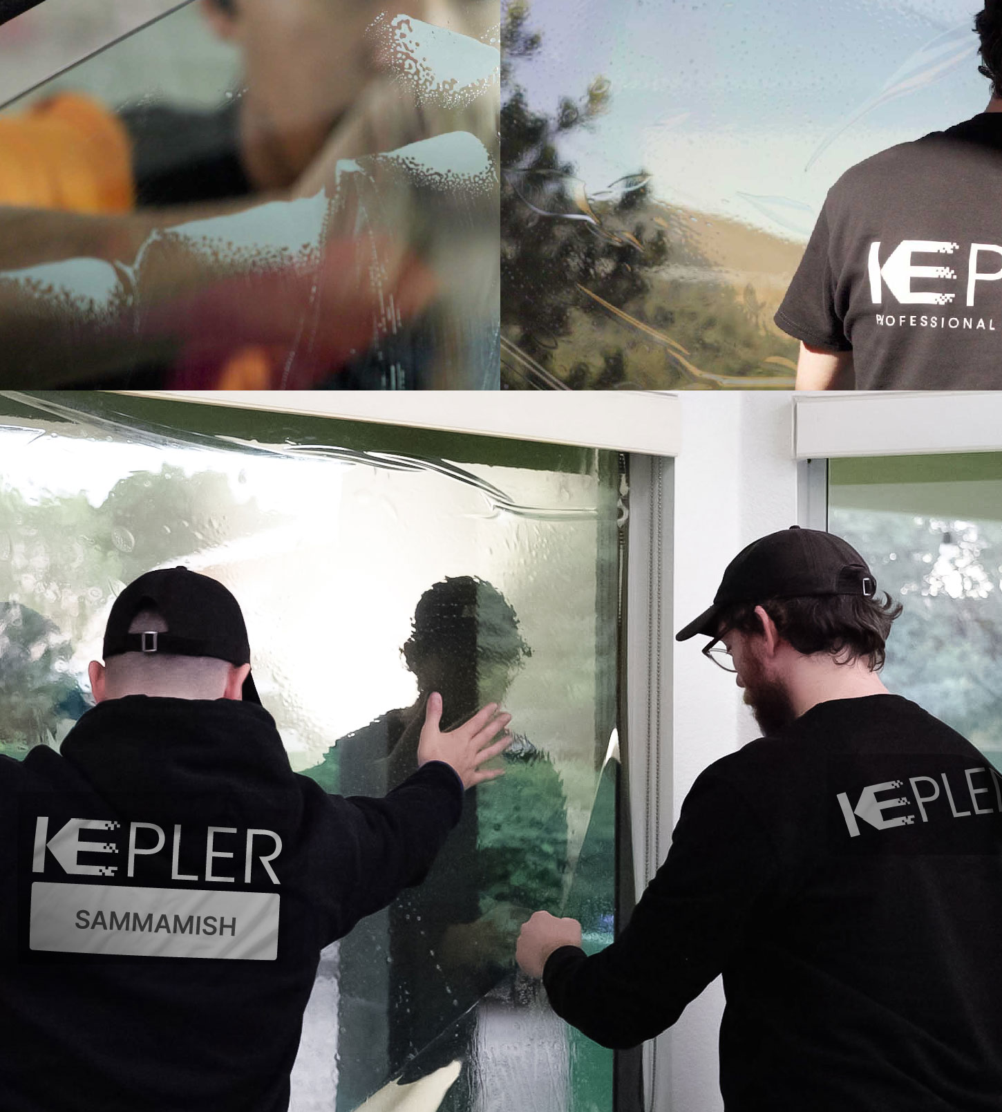Kepler Technician Fitting High-tech Window Tint to Home in Sammamish