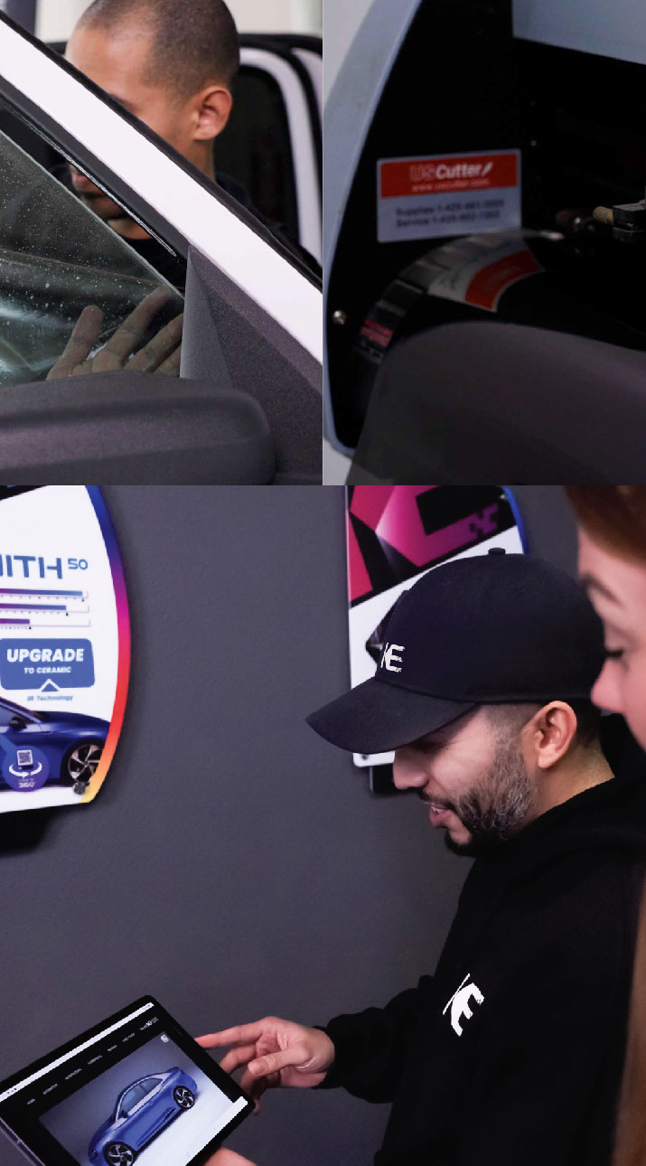 Kepler Dealer Showing Car Window Film Options to Customer in Pekin, Illinois