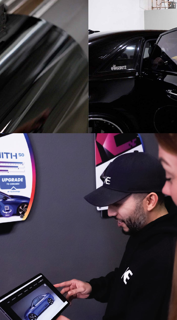 Kepler Dealer Showing Car Window Film Options to Customer in Midlothian, Texas