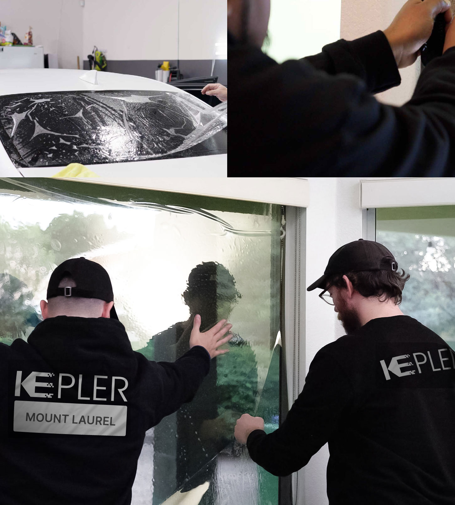 Expert Technician Applying Ceramic Window Tint to Home in Mount Laurel