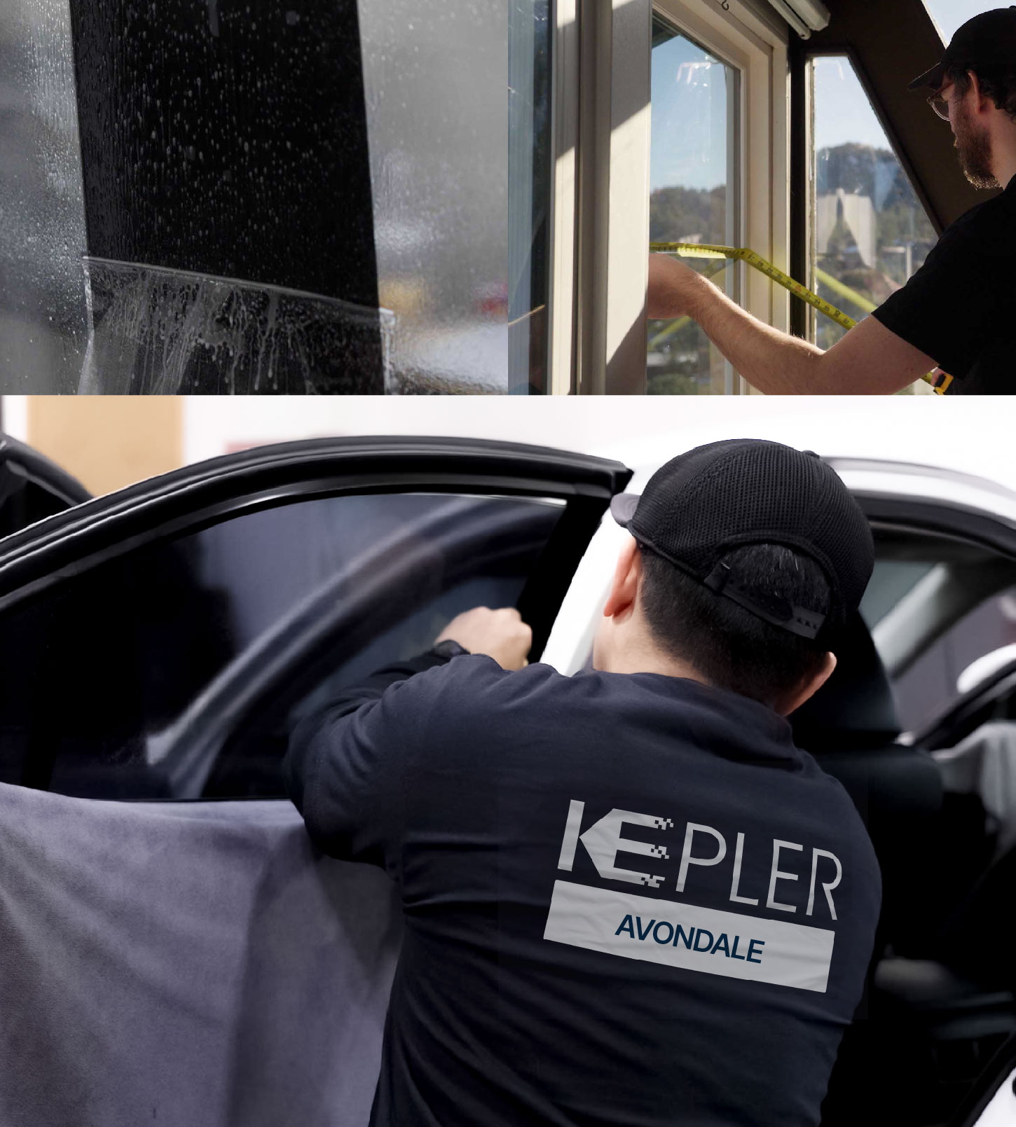 Automotive Window Tinting Expert Applying Film in Avondale, Arizona