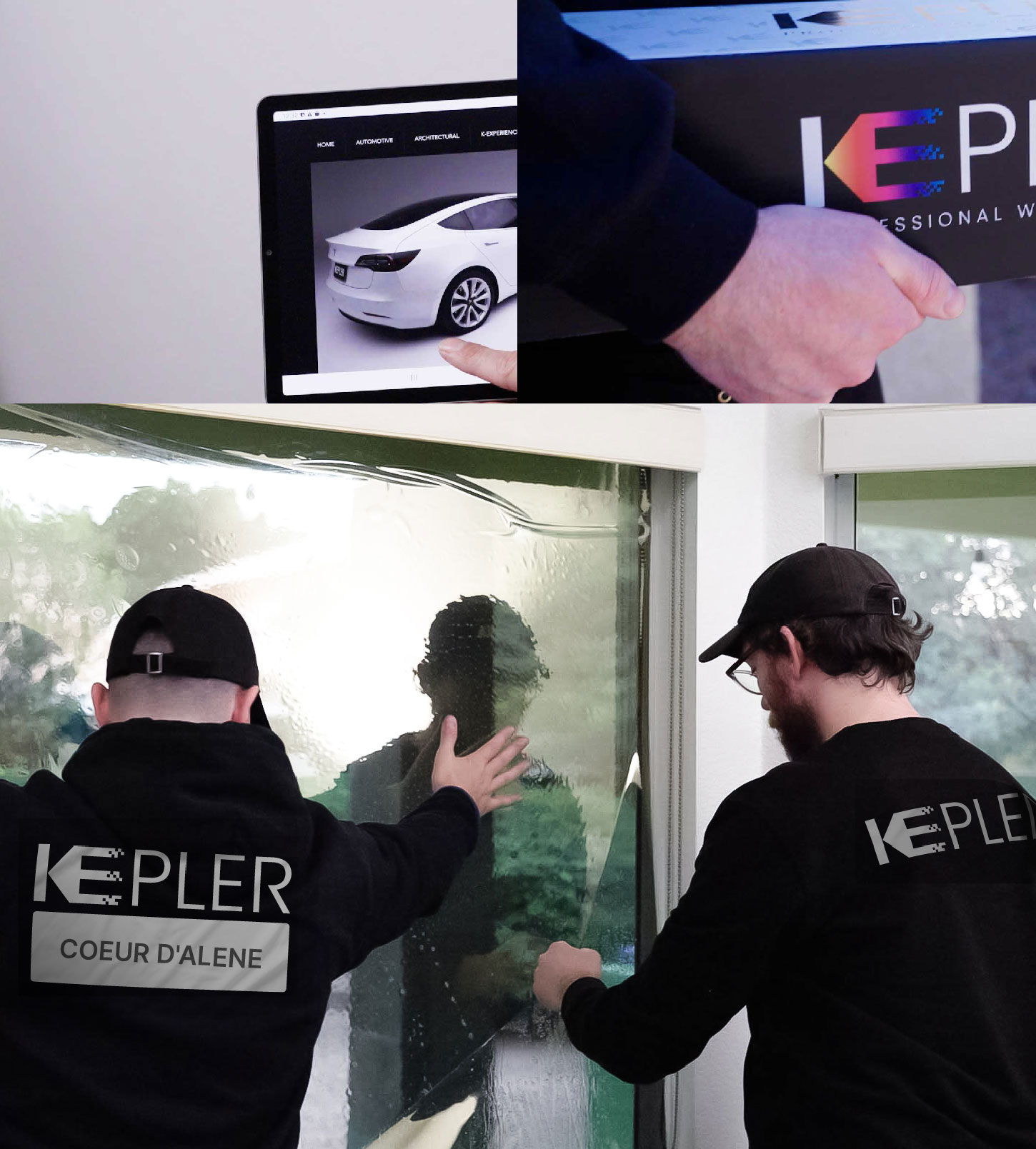 Kepler Technician Applying Advanced Window Tint to Home in Coeur d'Alene