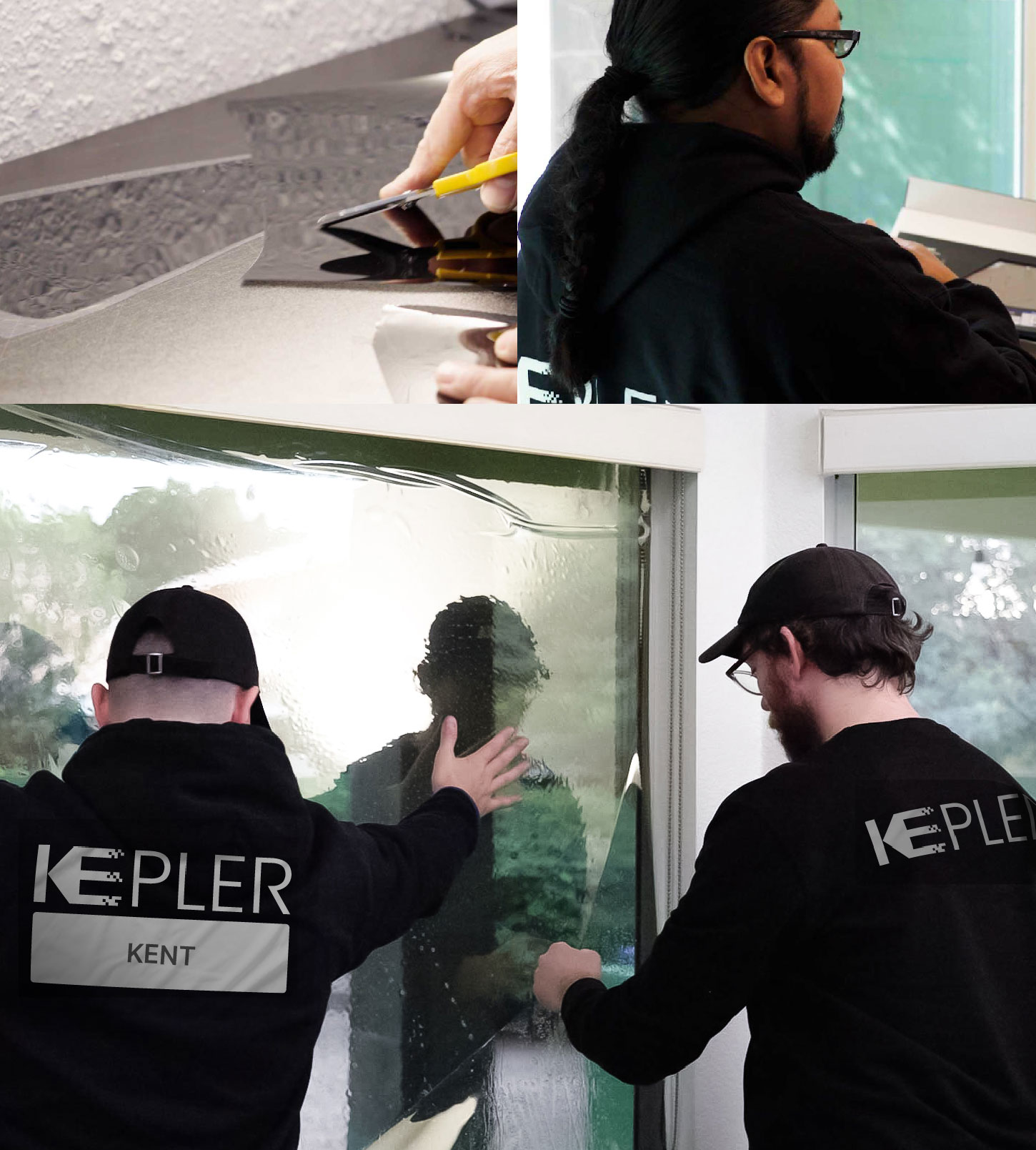 Kepler Technician Installing Ceramic Window Tint to Home in Kent