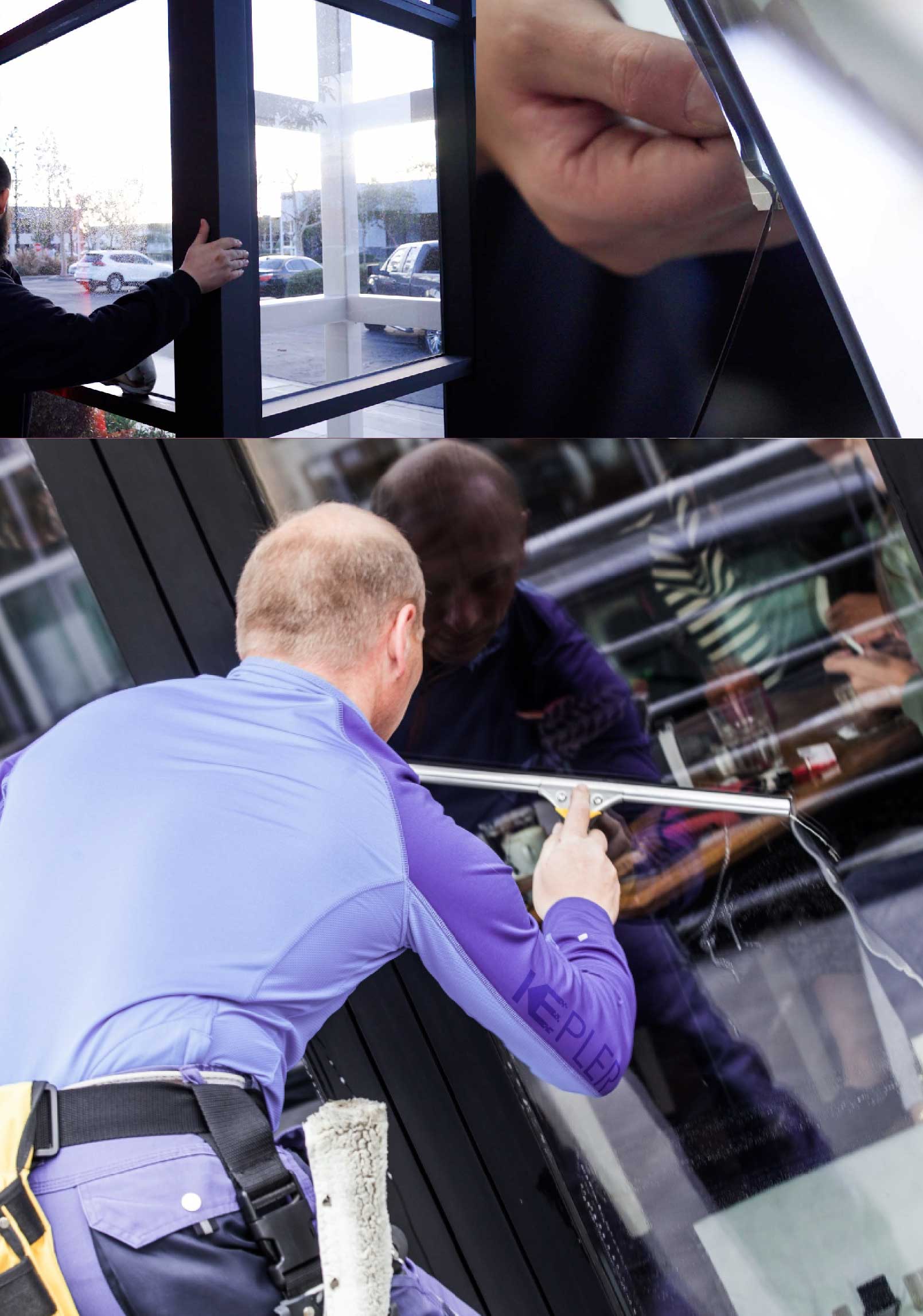 Kepler Skilled Applying Anti-Graffiti Window Film to a Bellevue Shop Front