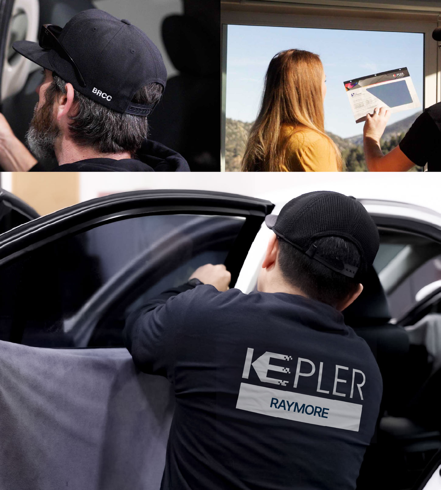 Automotive Window Tinting Expert Applying Film in Raymore, Missouri