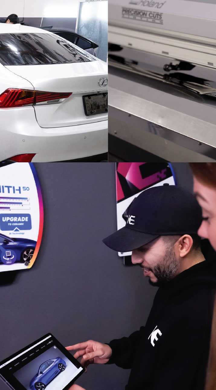 Kepler Dealer Showing Car Window Film Options to Customer in Boise, Idaho