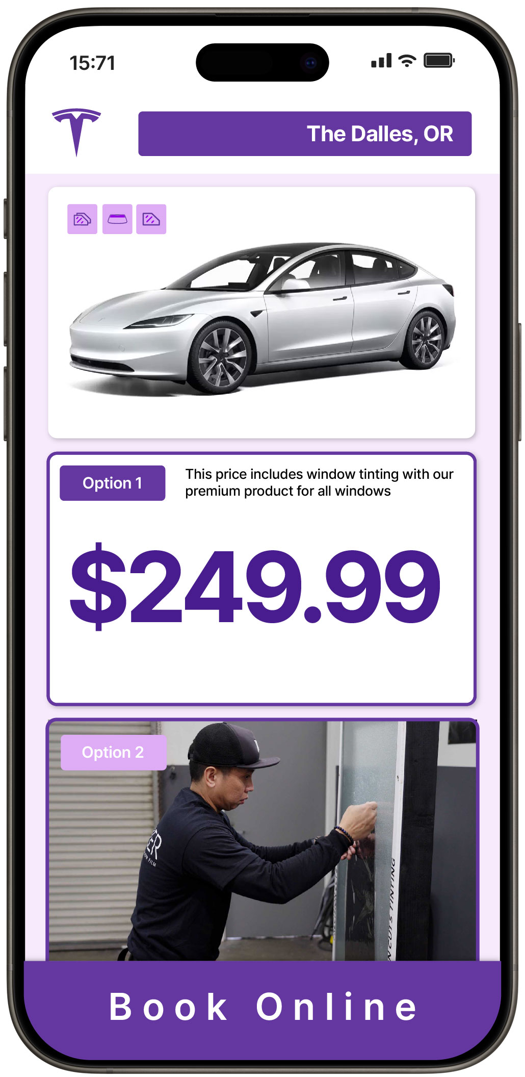 View Reasonable Tesla Window Tinting Costs in The Dalles, Oregon
