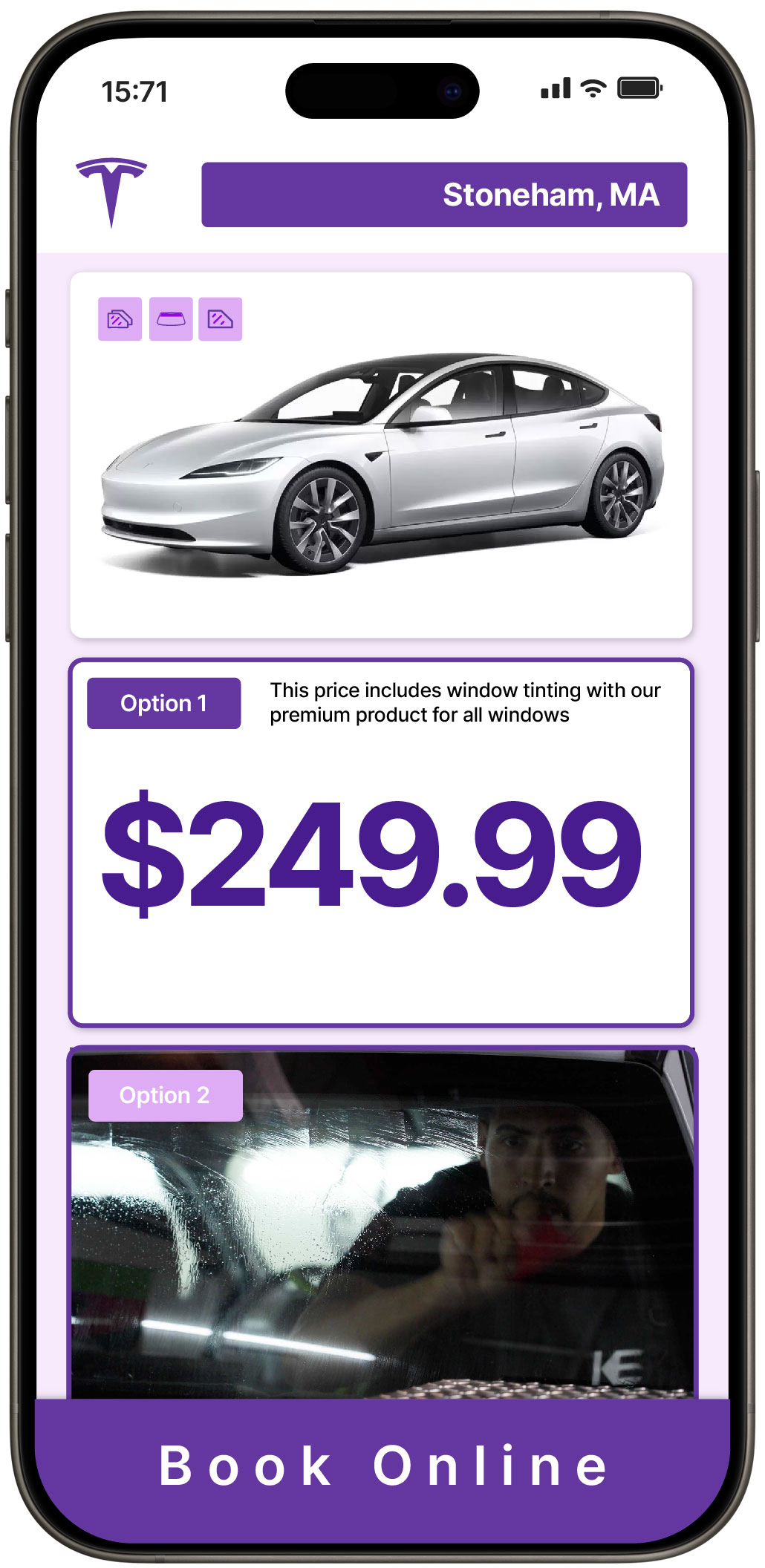 View Competitive Tesla Window Tinting Costs in Stoneham, Massachusetts