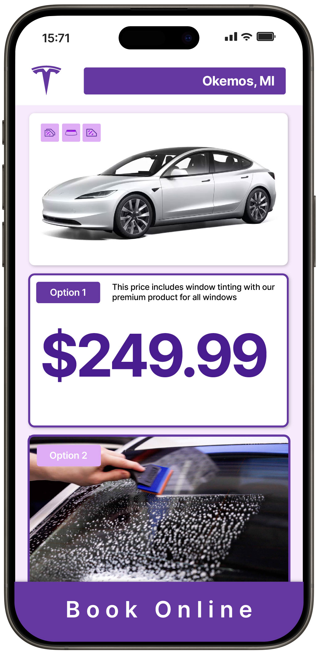 View Affordable Tesla Window Tinting Rates in Okemos, Michigan