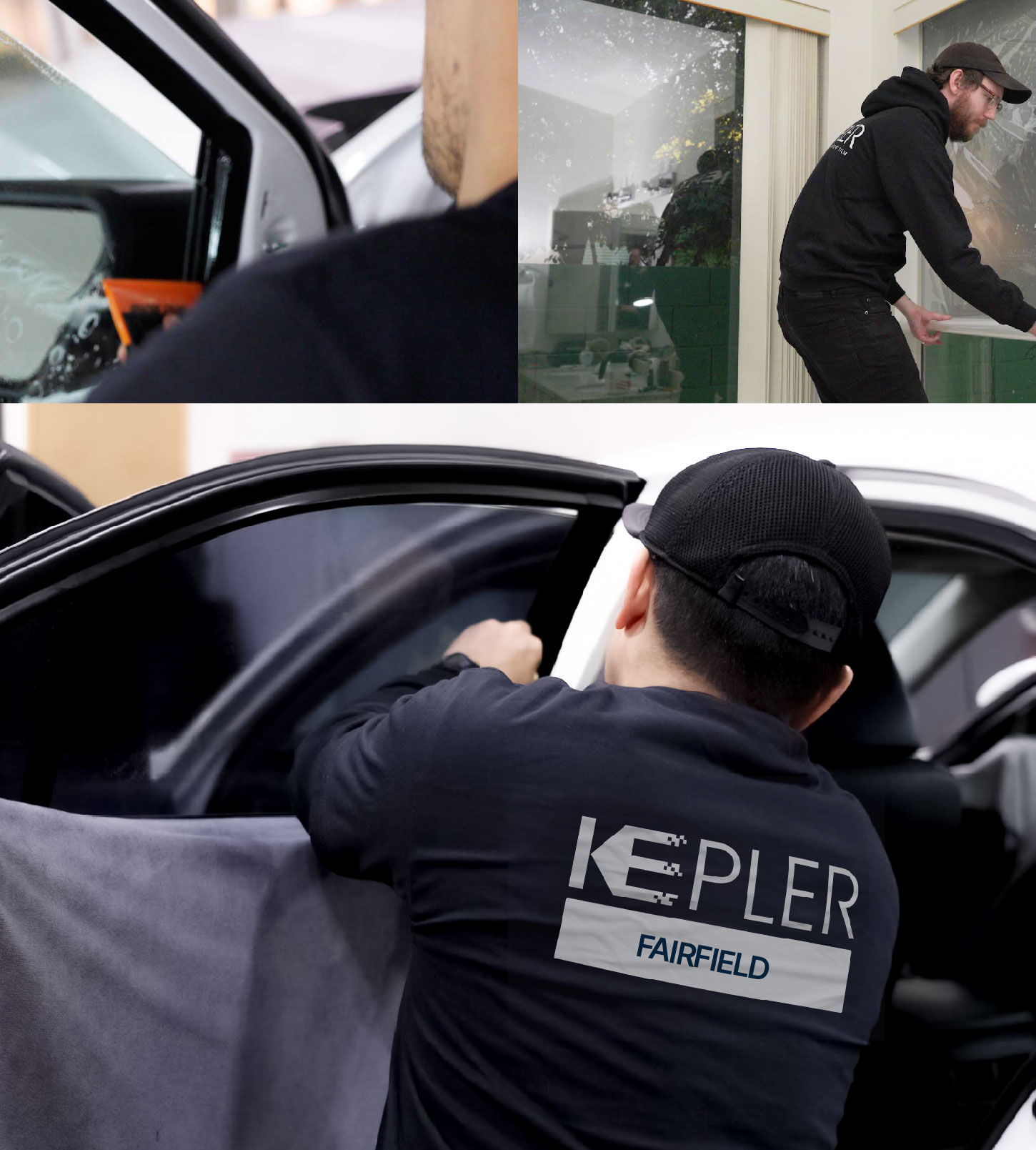 Automotive Window Tinting Expert Applying Film in Fairfield, Connecticut