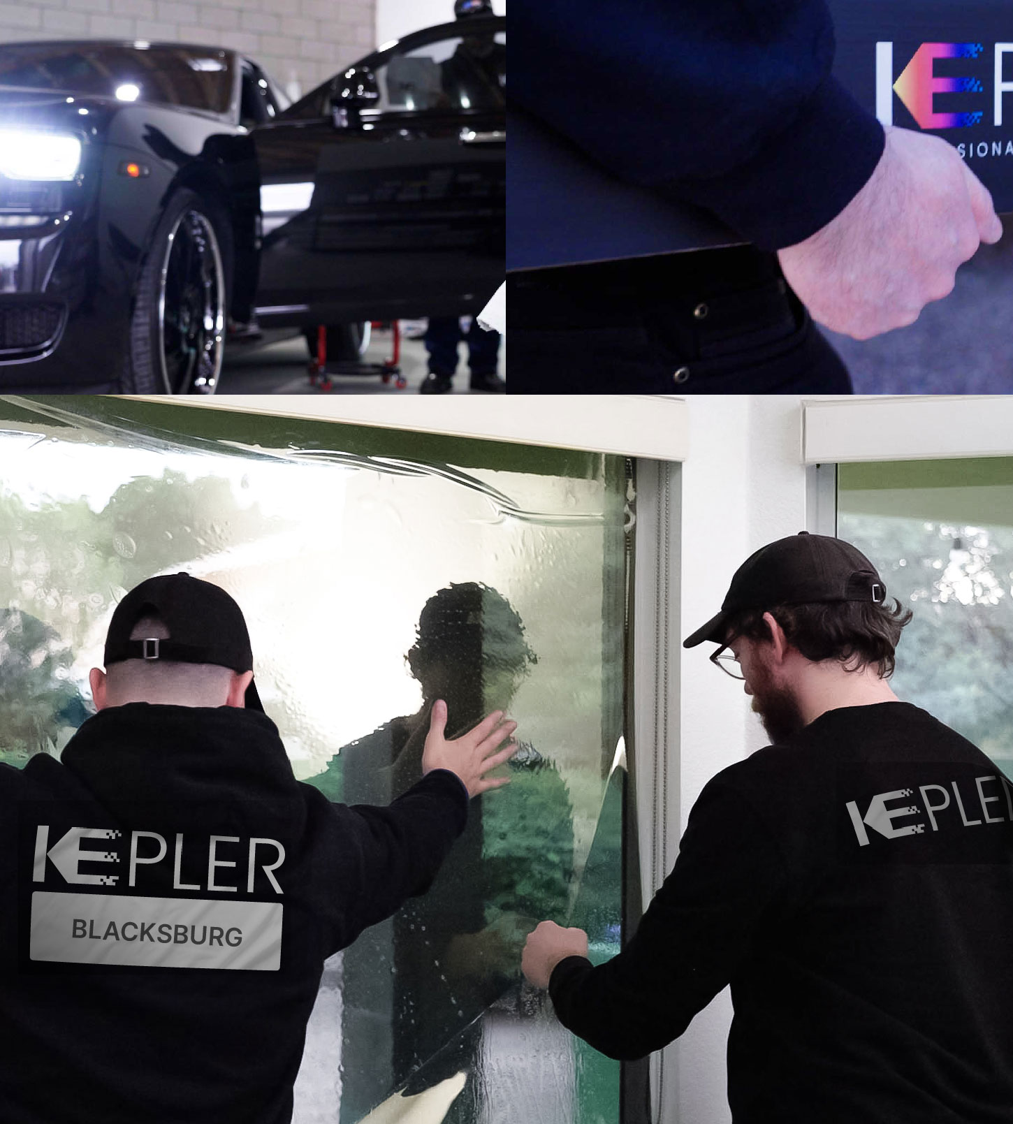 Expert Technician Installing Ceramic Window Tint to Home in Blacksburg