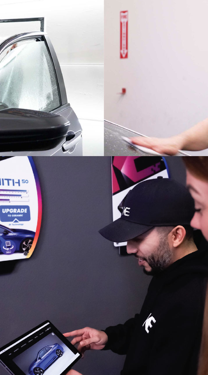 Kepler Dealer Showing Car Window Film Options to Customer in Bethel, Connecticut