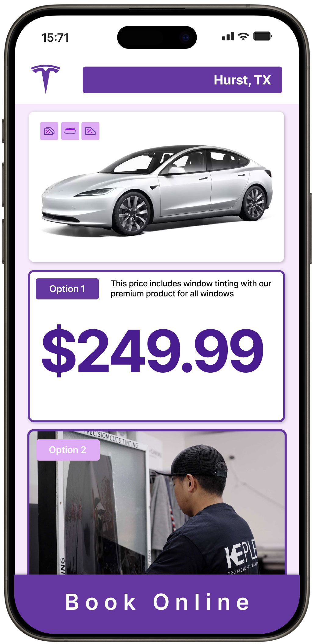 View Competitive Tesla Window Tinting Rates in Hurst, Texas