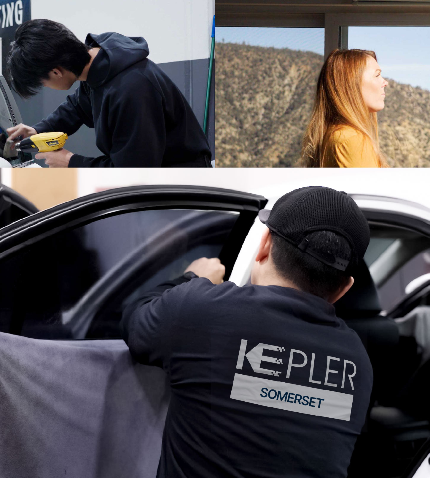 Automotive Window Tinting Expert Applying Film in Somerset, New Jersey