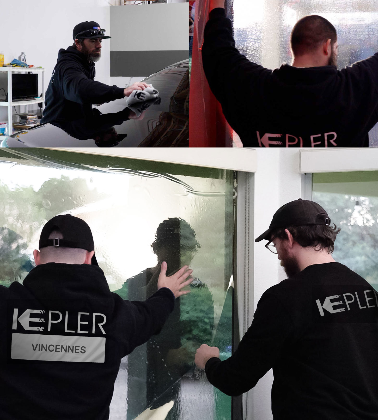 Expert Technician Installing Ceramic Window Tint to Home in Vincennes
