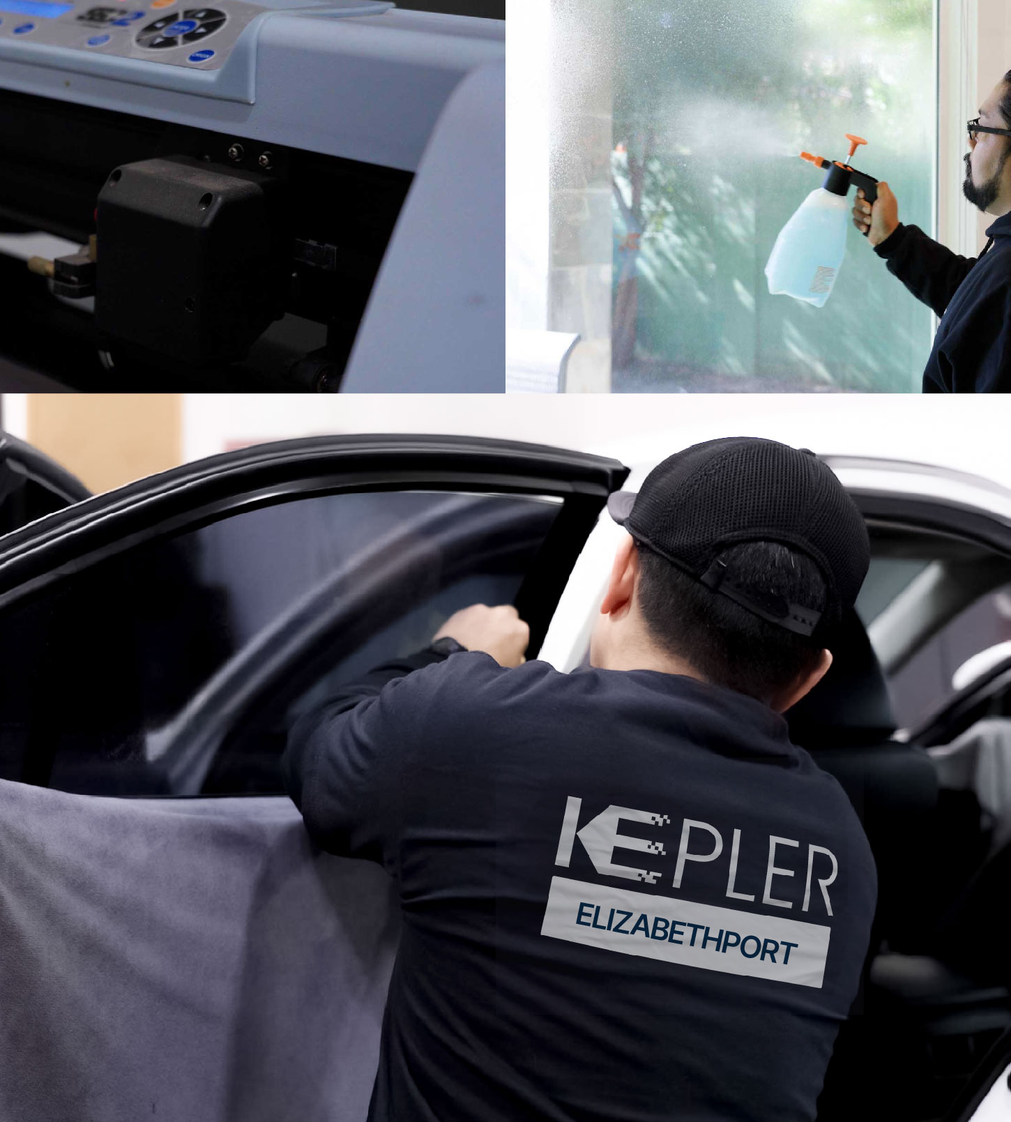 Automotive Window Tinting Expert Applying Film in Elizabethport, New Jersey