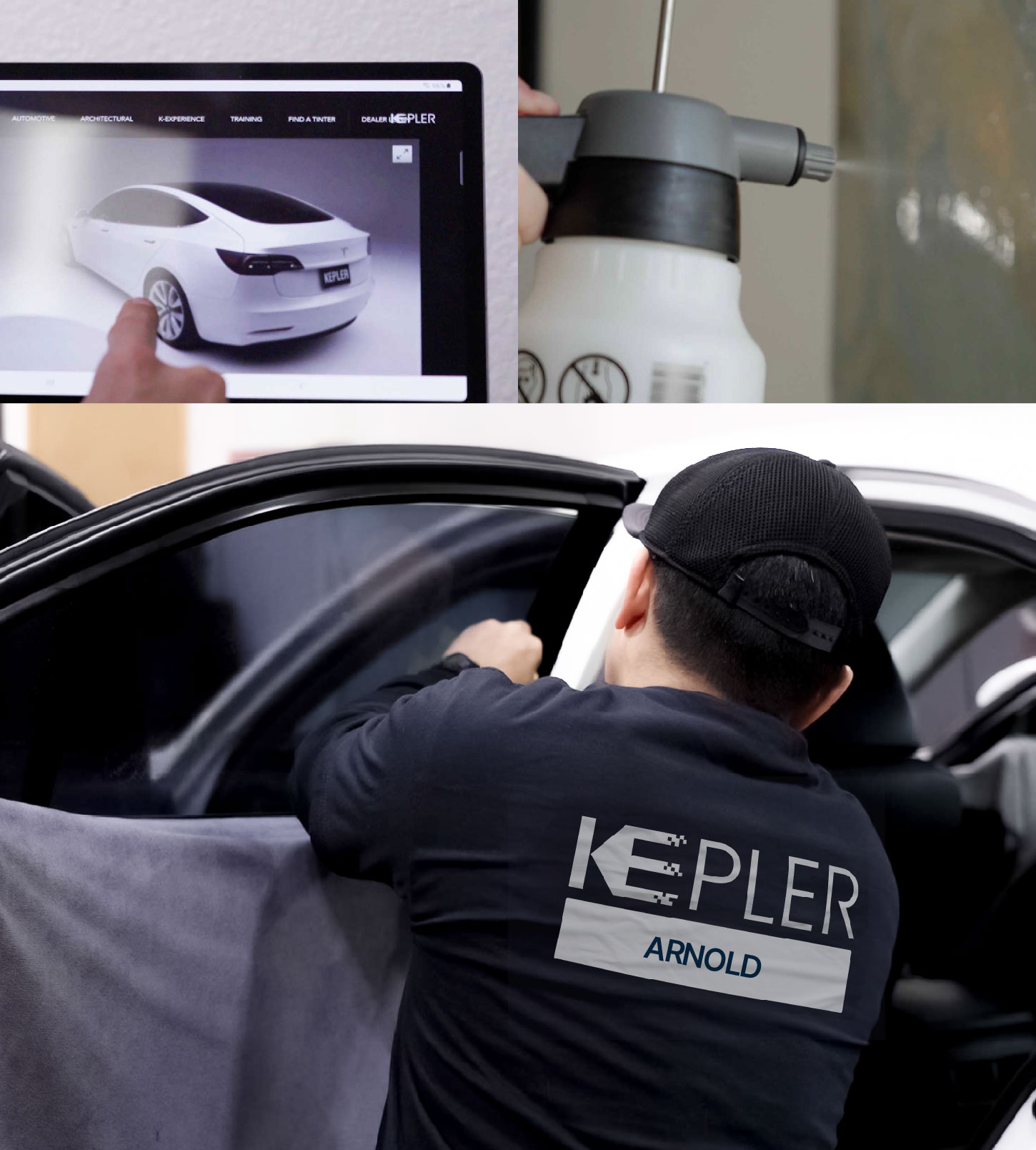 Automotive Window Tinting Expert Applying Film in Arnold, Maryland