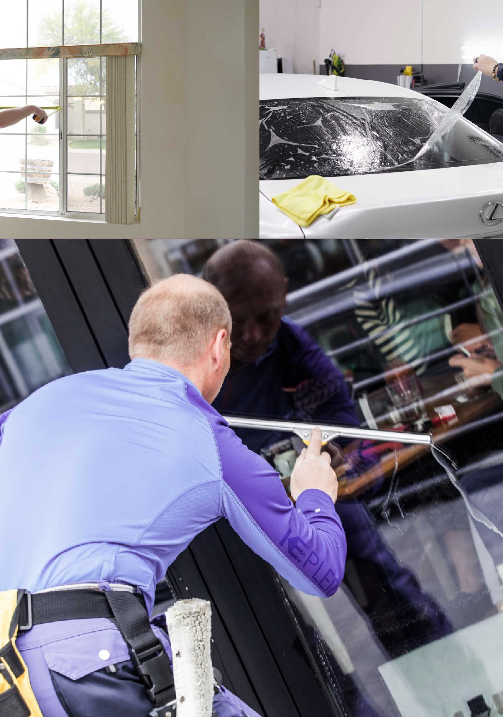 Kepler Professional Applying Anti-Graffiti Window Film to a Groves Shop Front