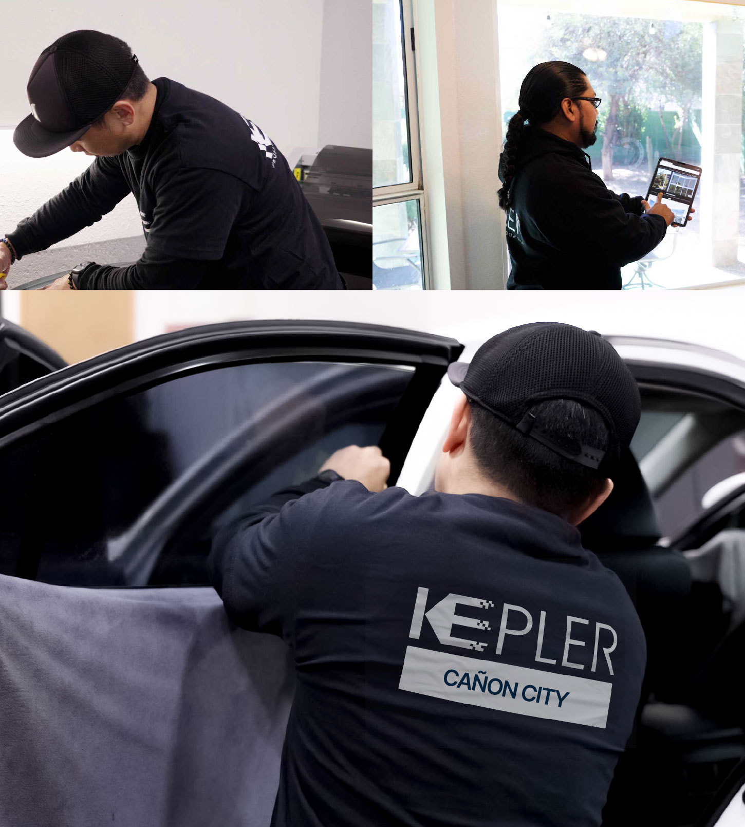 Automotive Window Tinting Expert Applying Film in Cañon City, Colorado