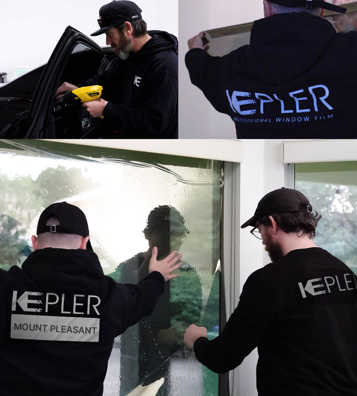 Kepler Technician Installing High-tech Window Tint to Home in Mount Pleasant