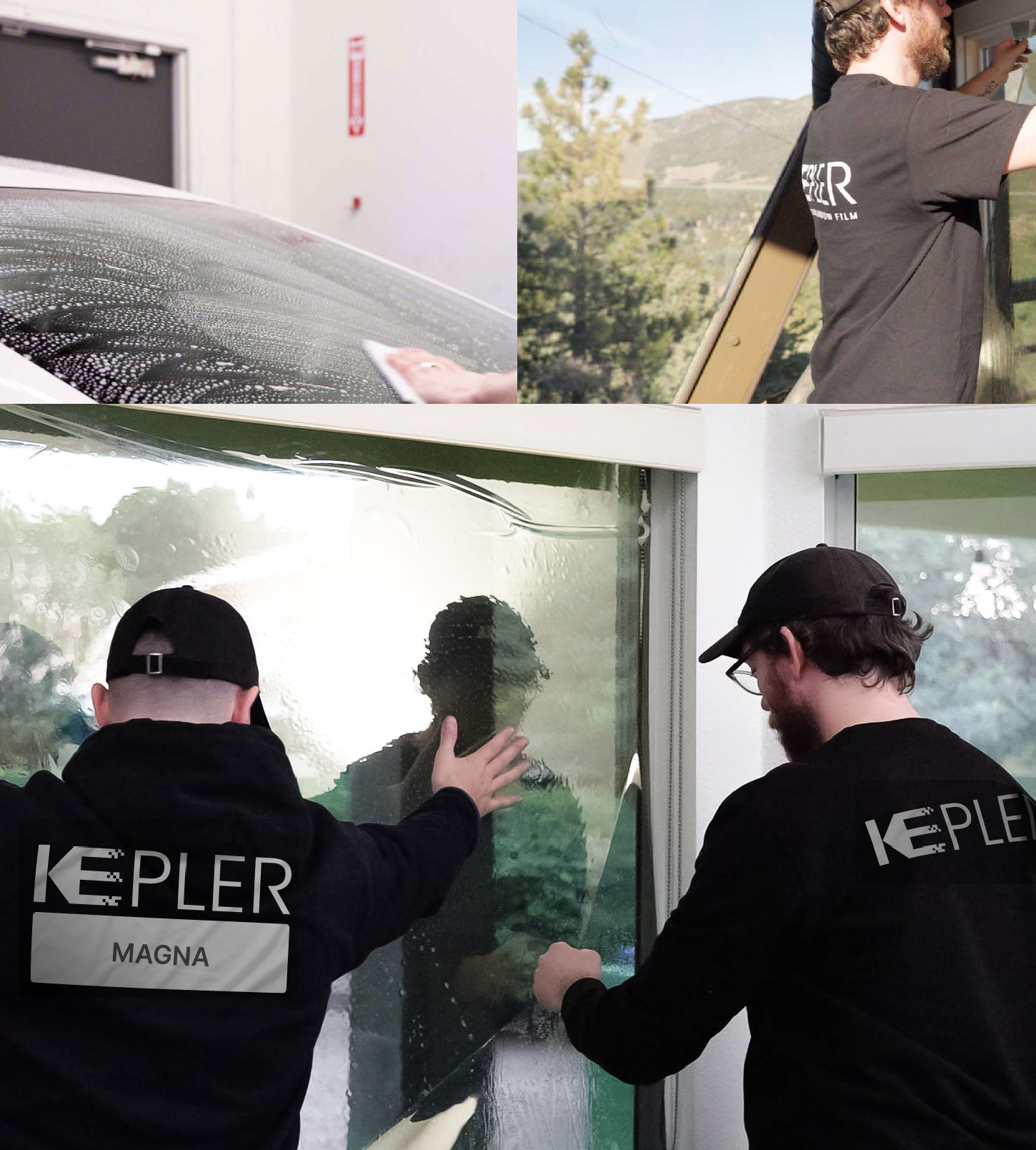 Kepler Technician Fitting High-tech Window Tint to Home in Magna