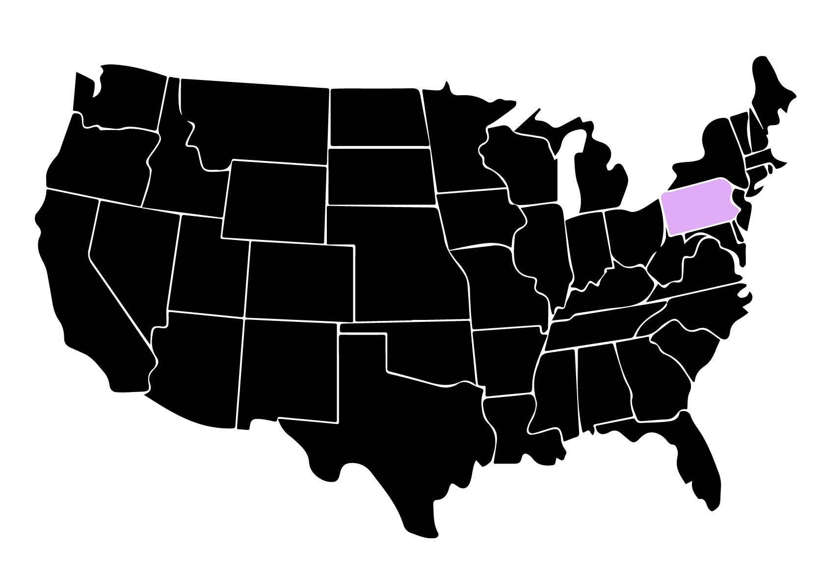 Map Showing Location of Kepler Window Tinters in Hazleton, Pennsylvania with Purple Highlight on the State
