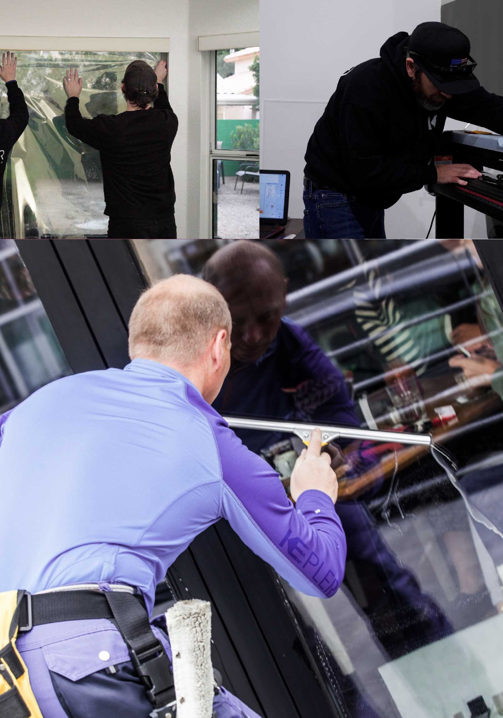 Kepler Professional Applying Anti-Graffiti Window Film to a Palmdale Shop Front