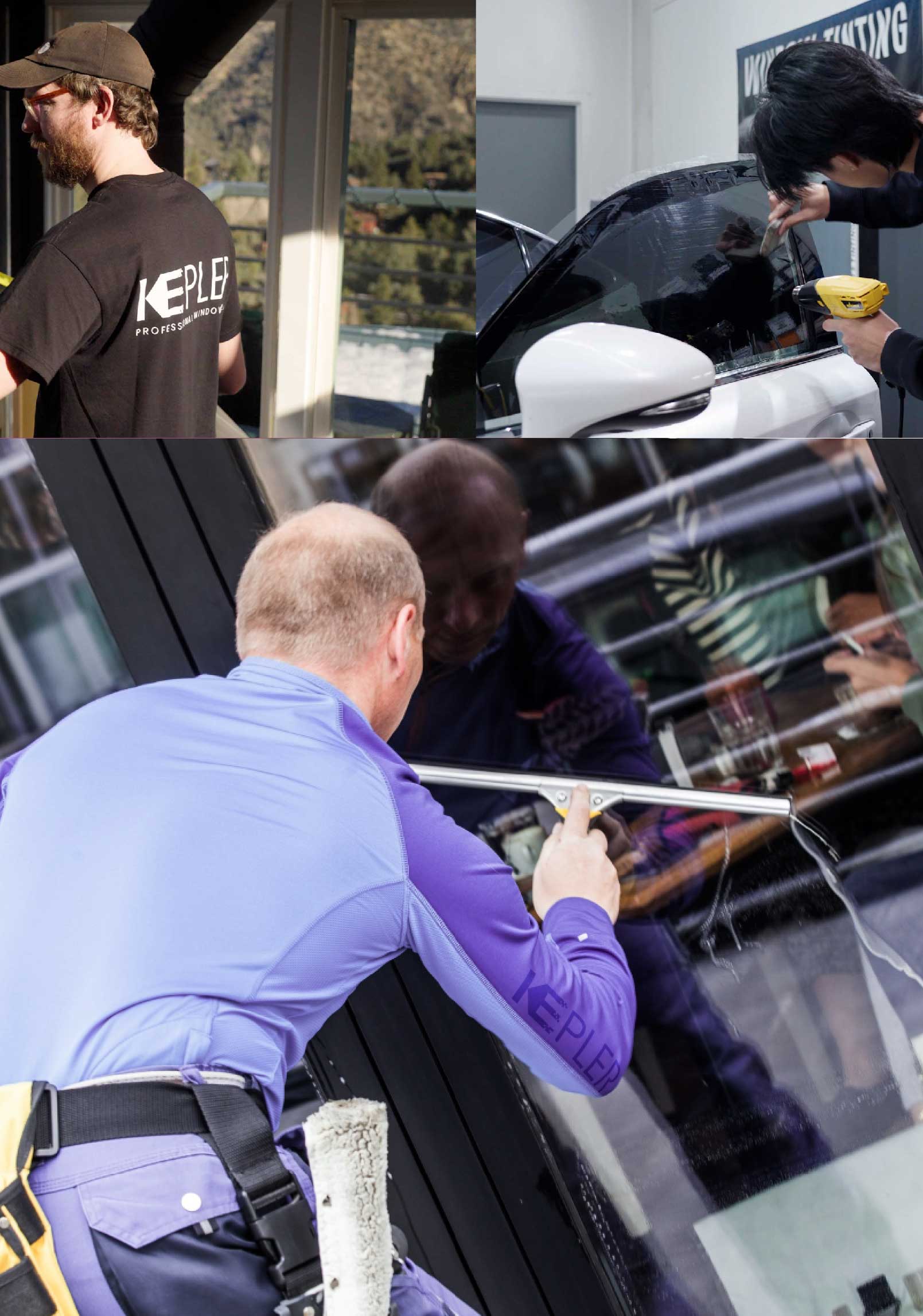 Kepler Skilled Applying Anti-Graffiti Window Film to a Layton Shop Front