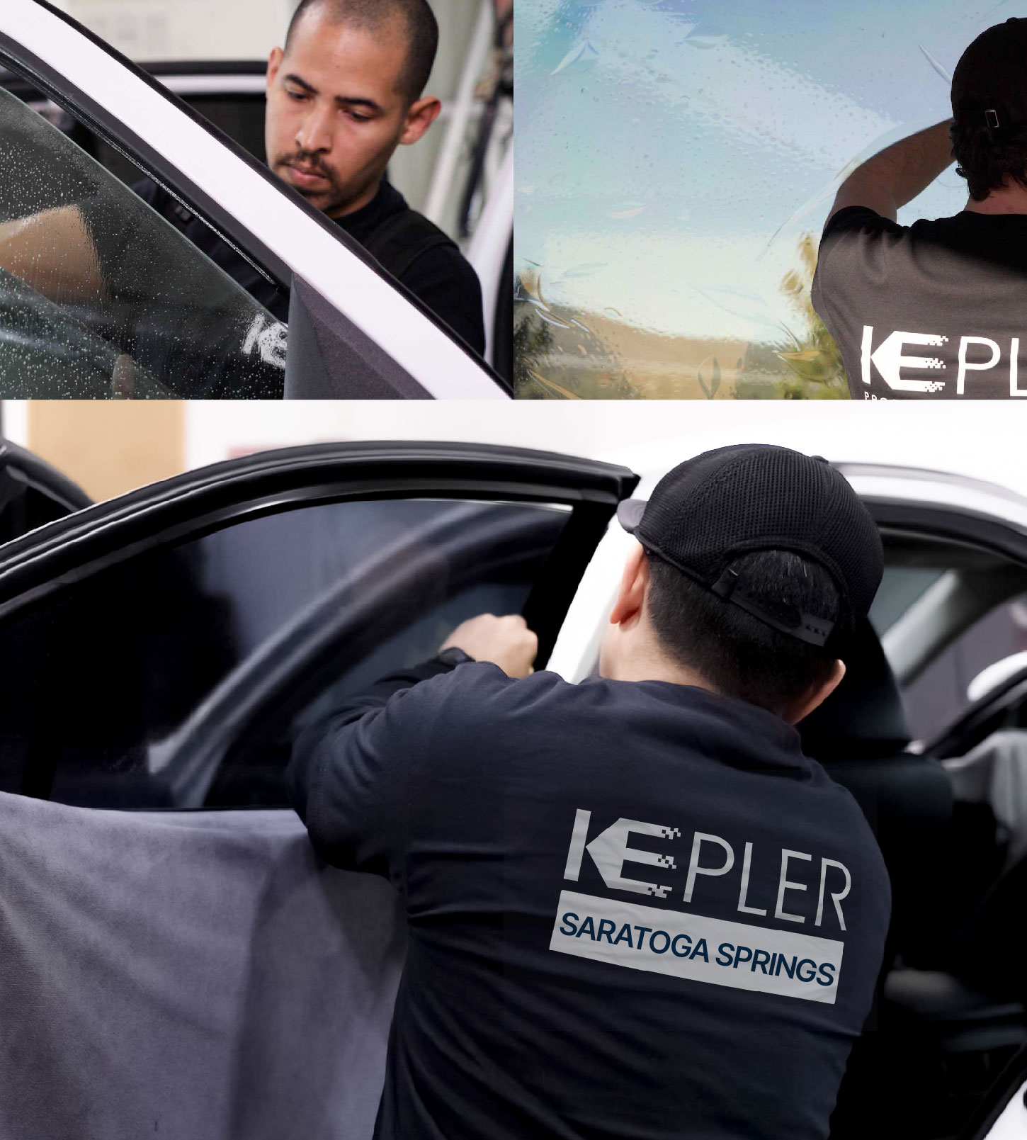 Automotive Window Tinting Expert Applying Film in Saratoga Springs, Utah