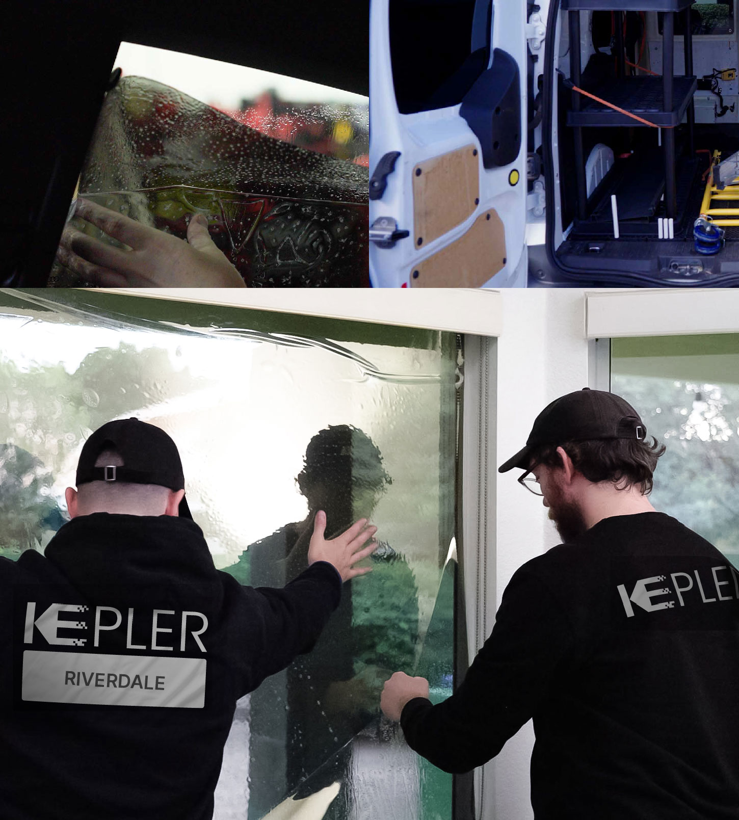 Kepler Technician Applying Advanced Window Tint to Home in Riverdale