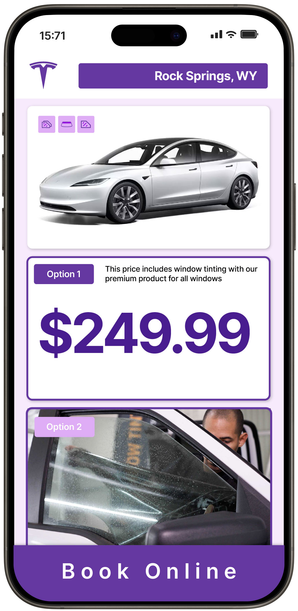 View Affordable Tesla Window Tinting Rates in Rock Springs, Wyoming