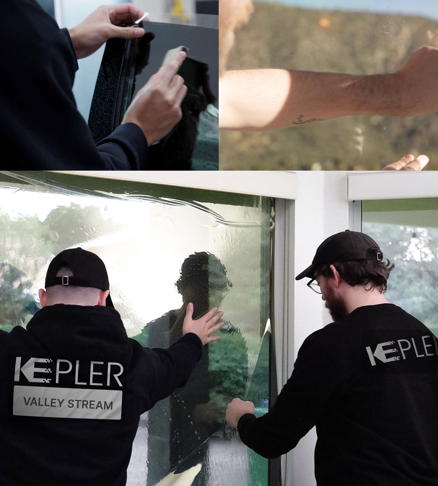 Kepler Technician Installing Ceramic Window Tint to Home in Valley Stream