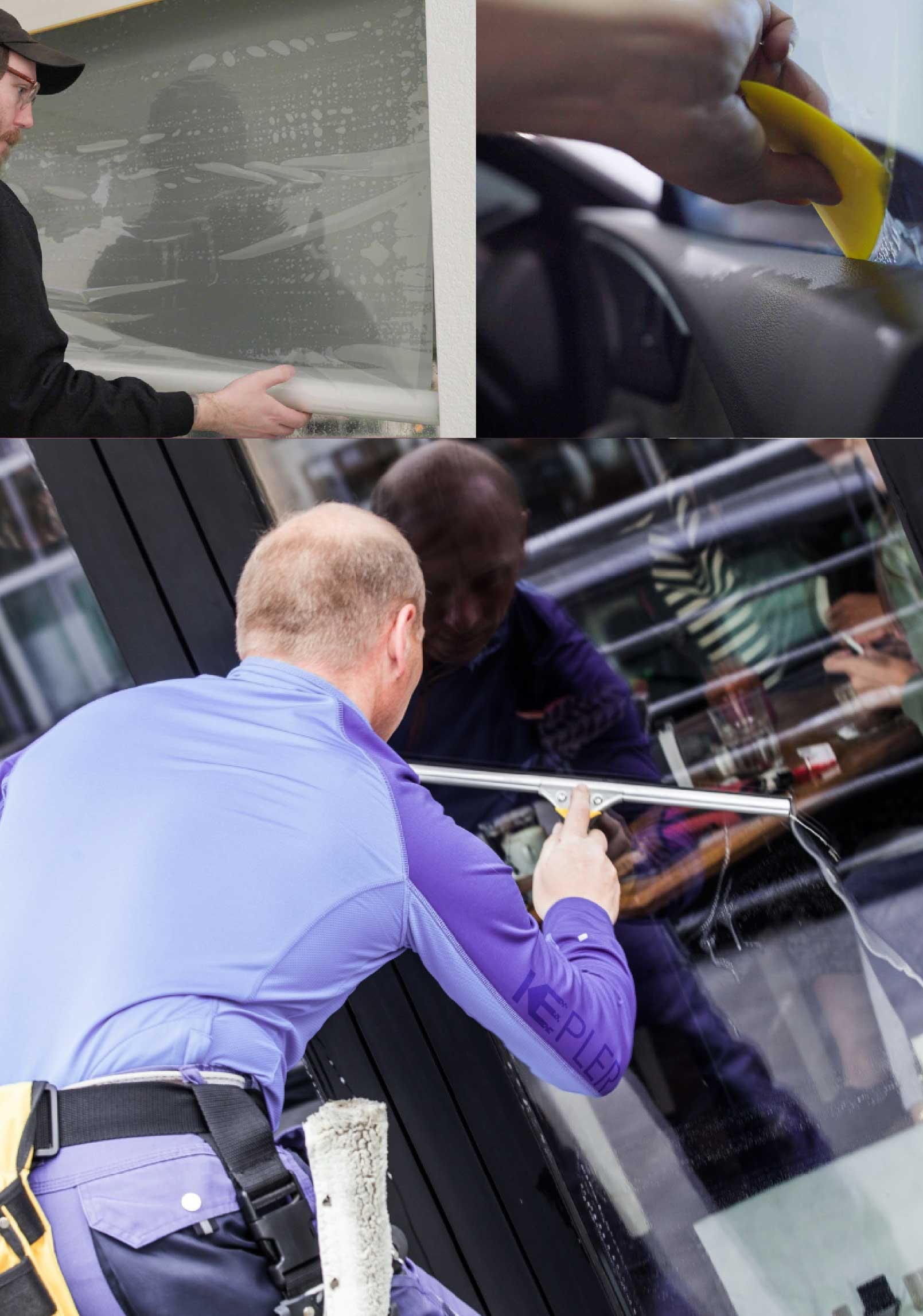Kepler Professional Applying Anti-Graffiti Window Film to a Essex Shop Front