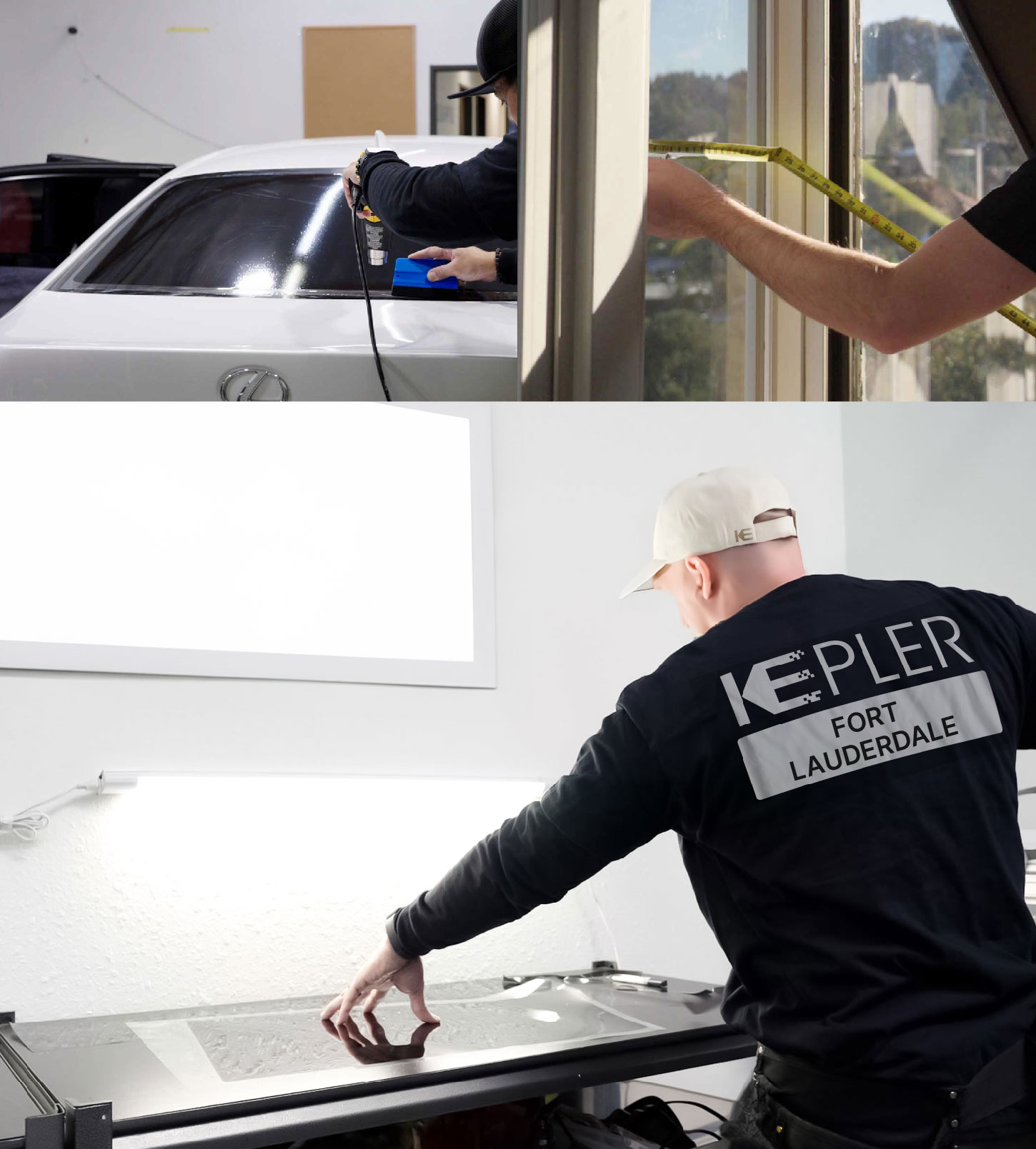 Window Tinting Specialist Cutting Film in Fort Lauderdale, Florida