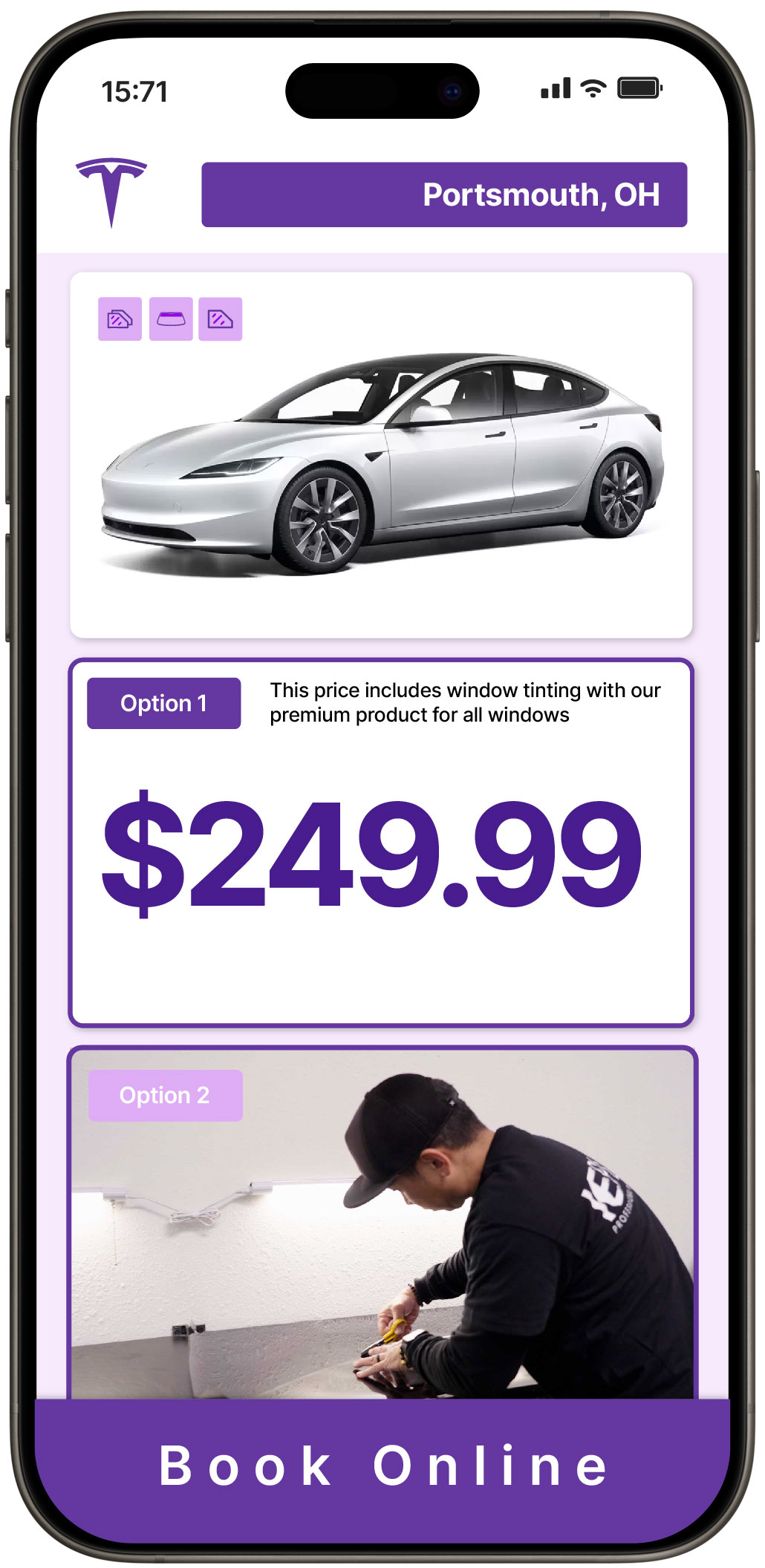 View Affordable Tesla Window Tinting Prices in Portsmouth, Ohio
