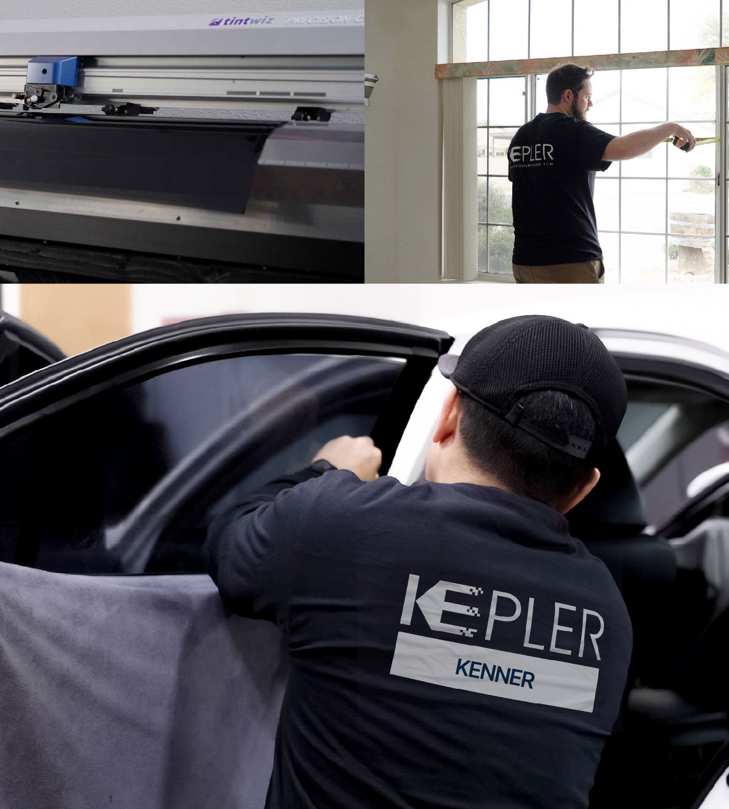 Automotive Window Tinting Expert Applying Film in Kenner, Louisiana