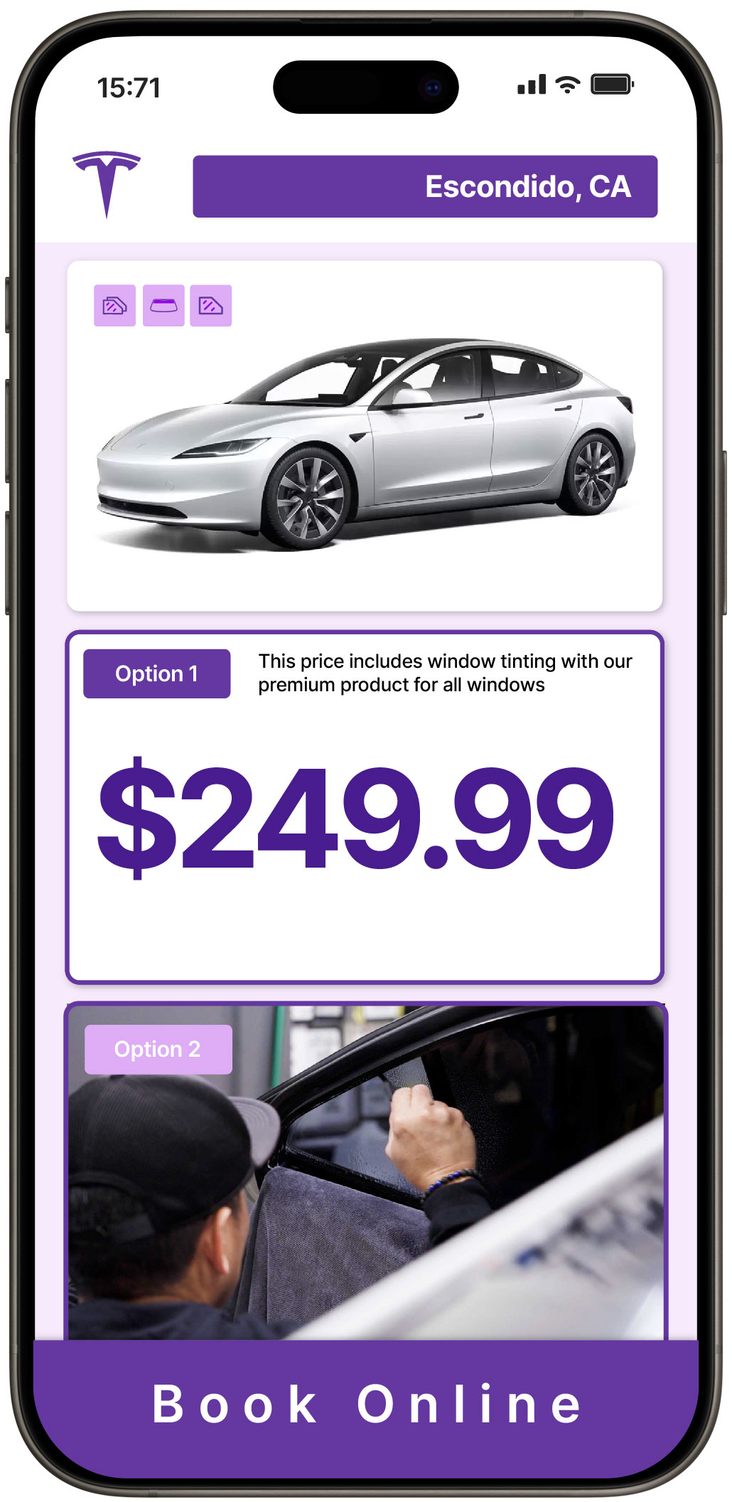 View Reasonable Tesla Window Tinting Costs in Escondido, California