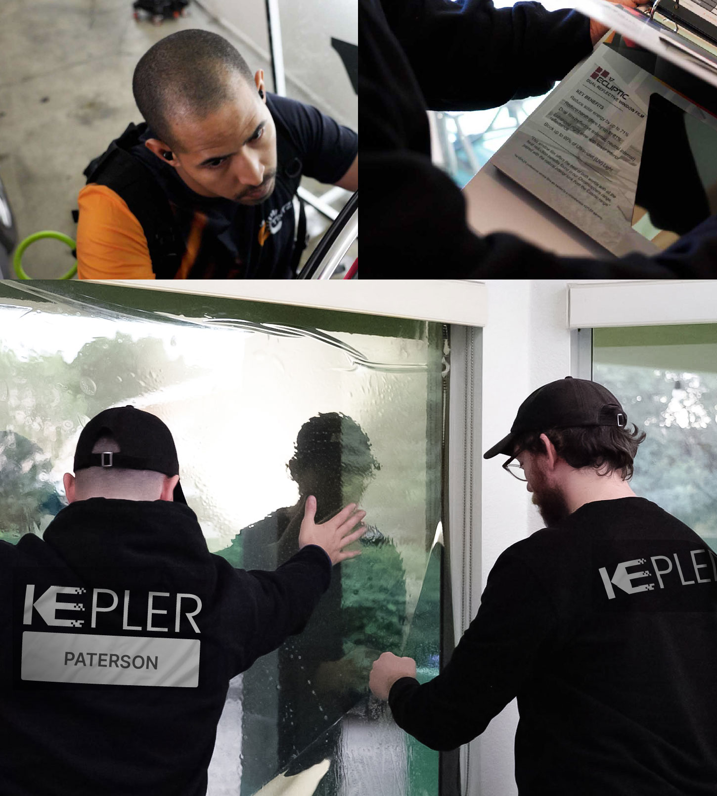 Expert Technician Installing Ceramic Window Tint to Home in Paterson