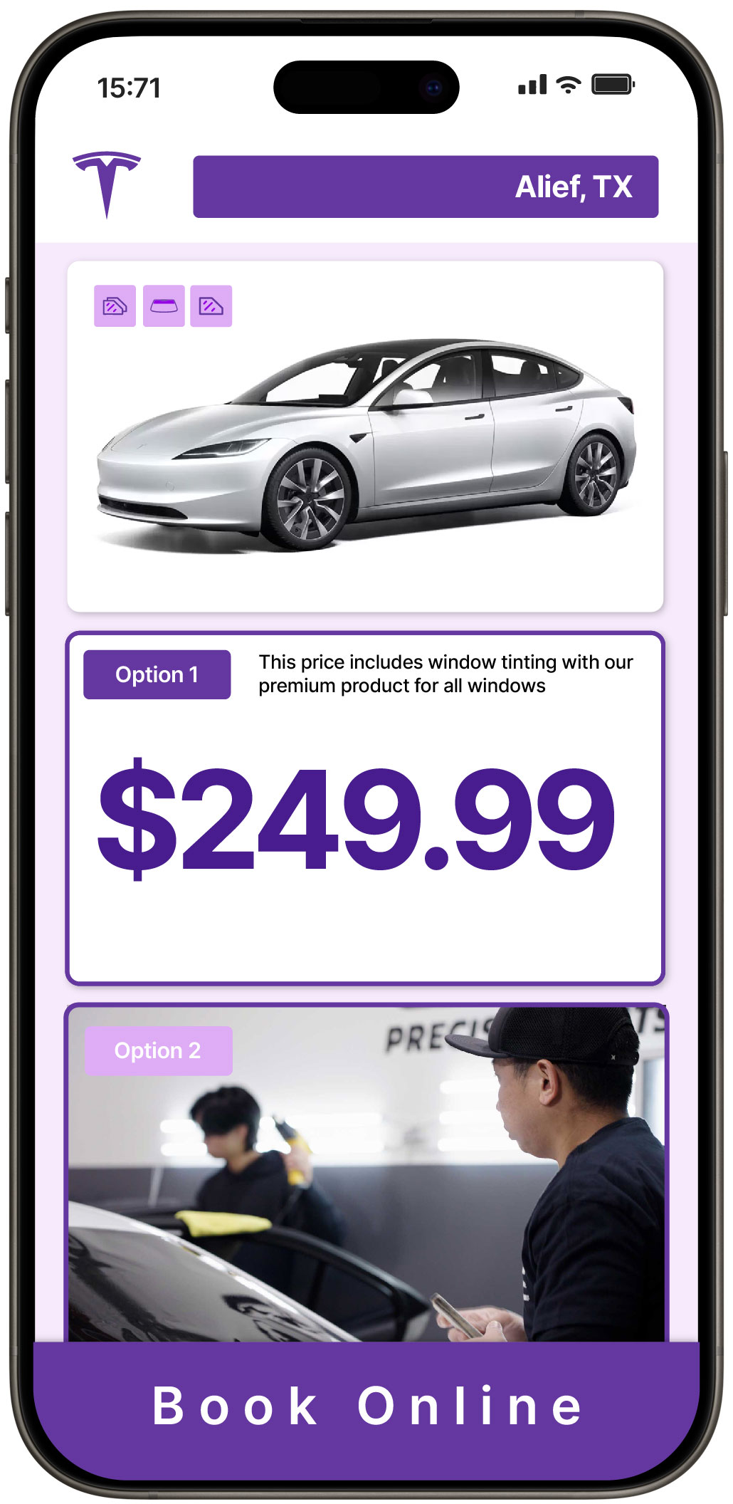 View Reasonable Tesla Window Tinting Costs in Alief, Texas