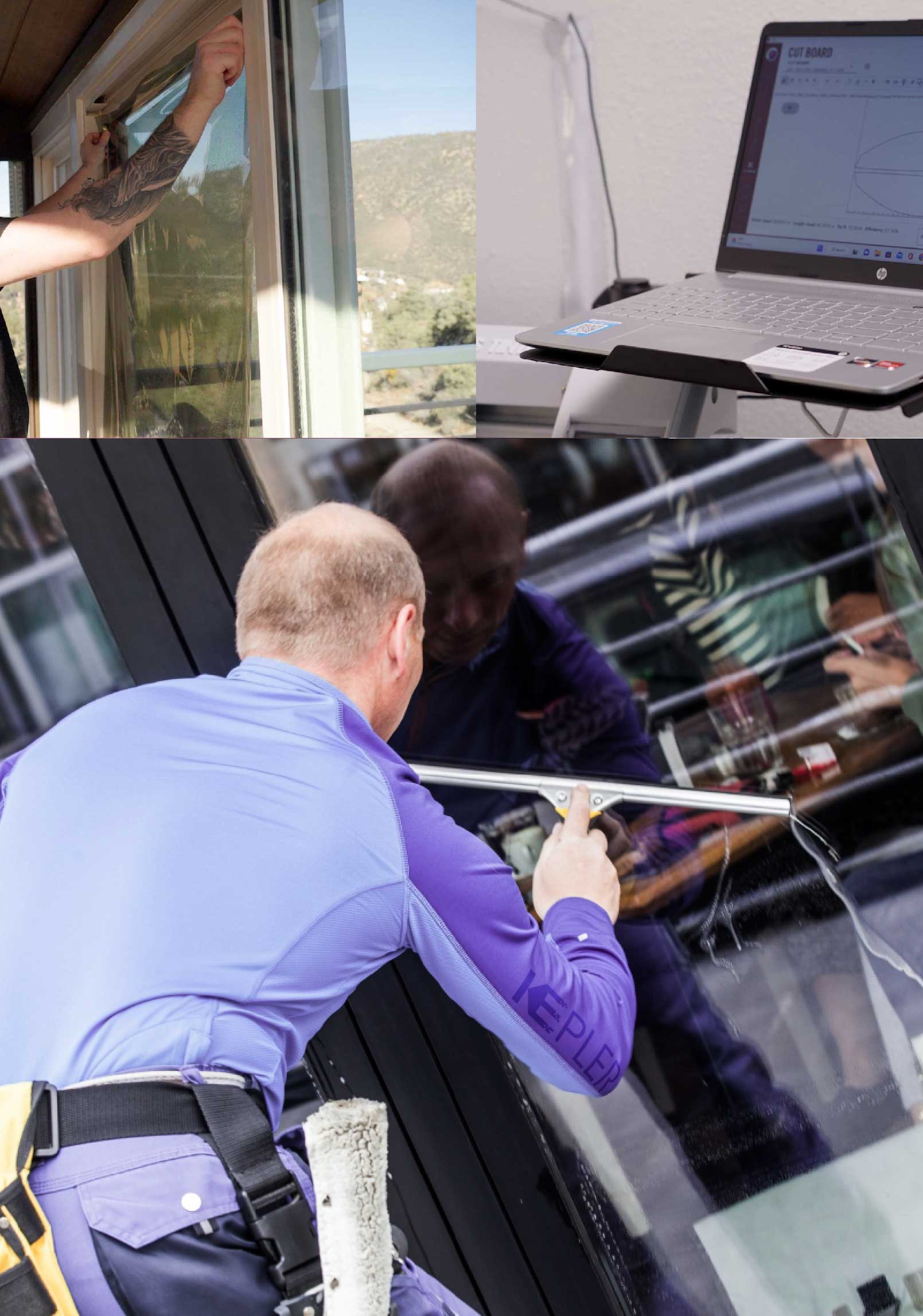 Kepler Professional Applying Anti-Graffiti Window Film to a Palos Hills Shop Front