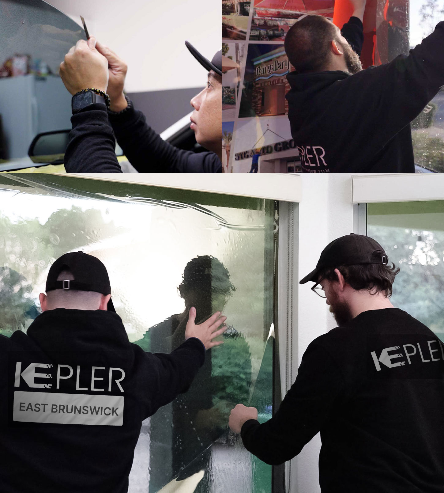 Expert Technician Installing High-tech Window Tint to Home in East Brunswick