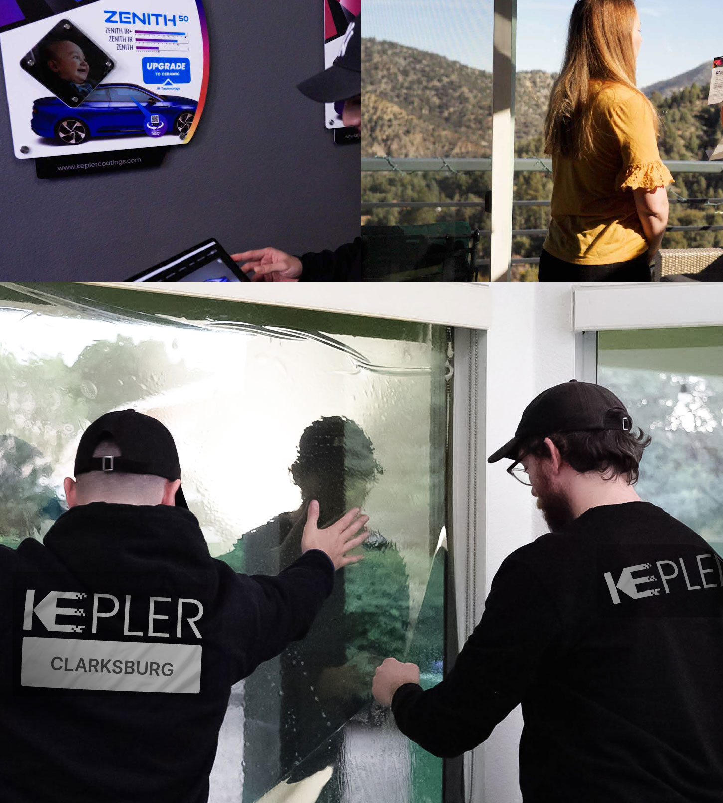Kepler Technician Applying High-tech Window Tint to Home in Clarksburg