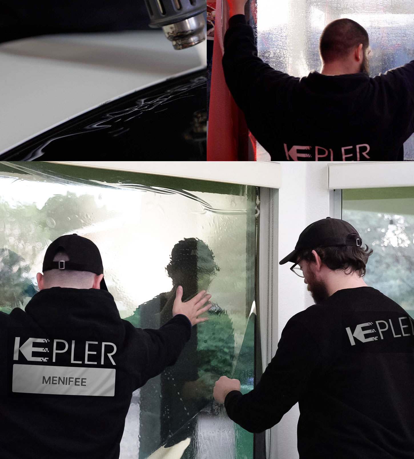 Kepler Technician Applying Advanced Window Tint to Home in Menifee