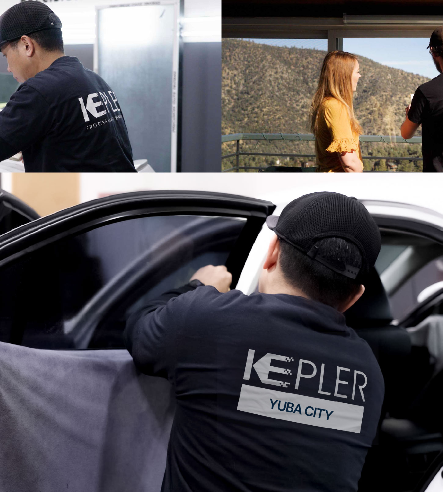 Automotive Window Tinting Expert Applying Film in Yuba City, California