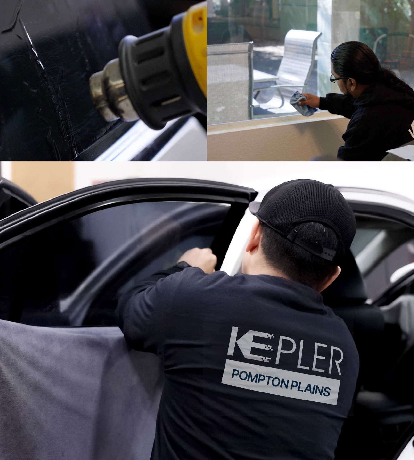 Automotive Window Tinting Expert Applying Film in Pompton Plains, New Jersey