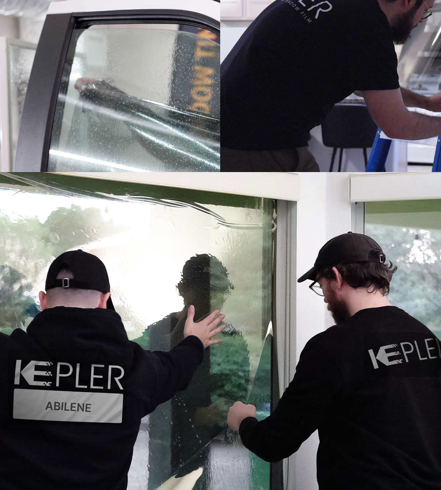 Kepler Technician Applying Ceramic Window Tint to Home in Abilene